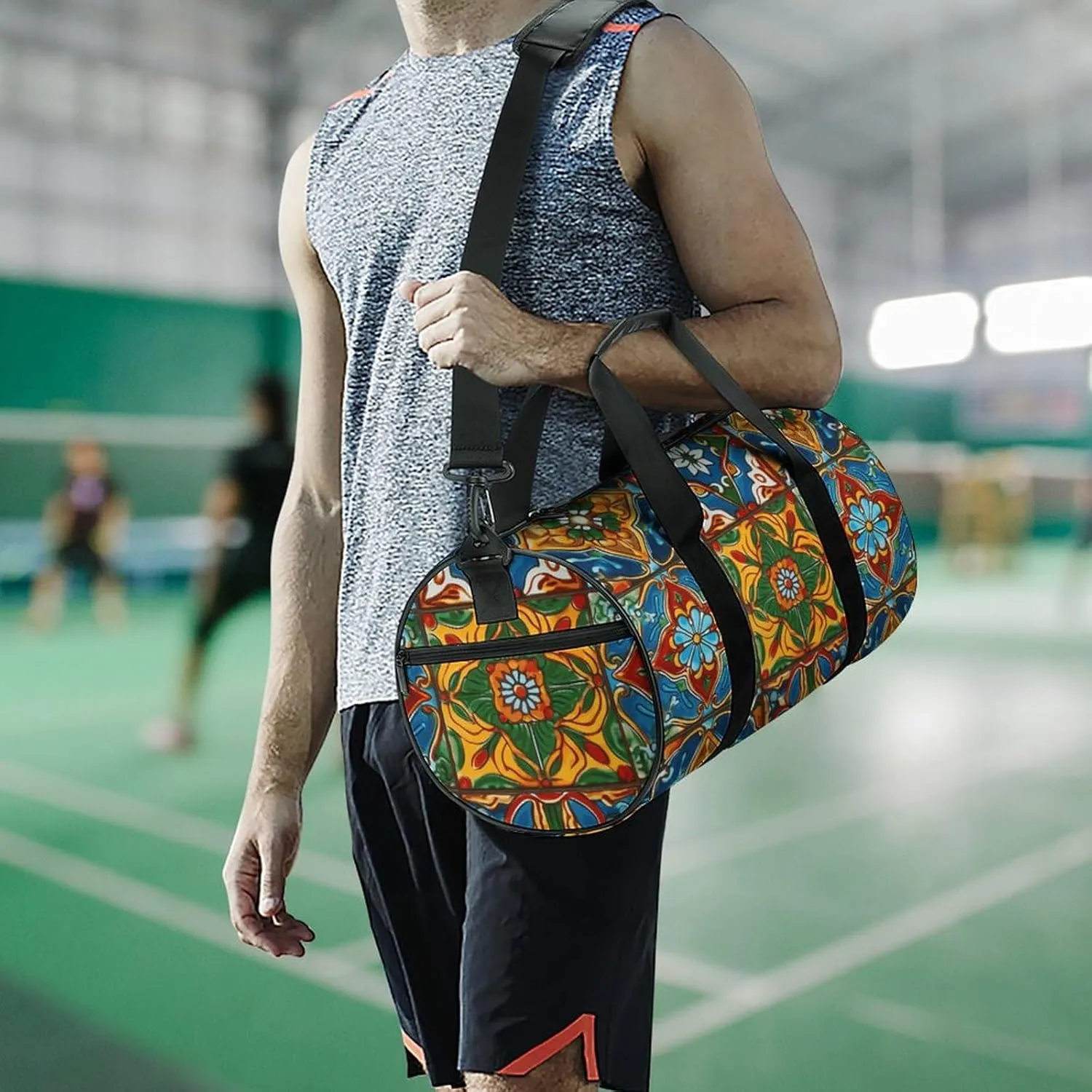 Duffel Bag for Men Women Gym Bag Mexican Ceramic Tile Travel Duffel Bag Waterproof Overnight Bag for Sports Workout