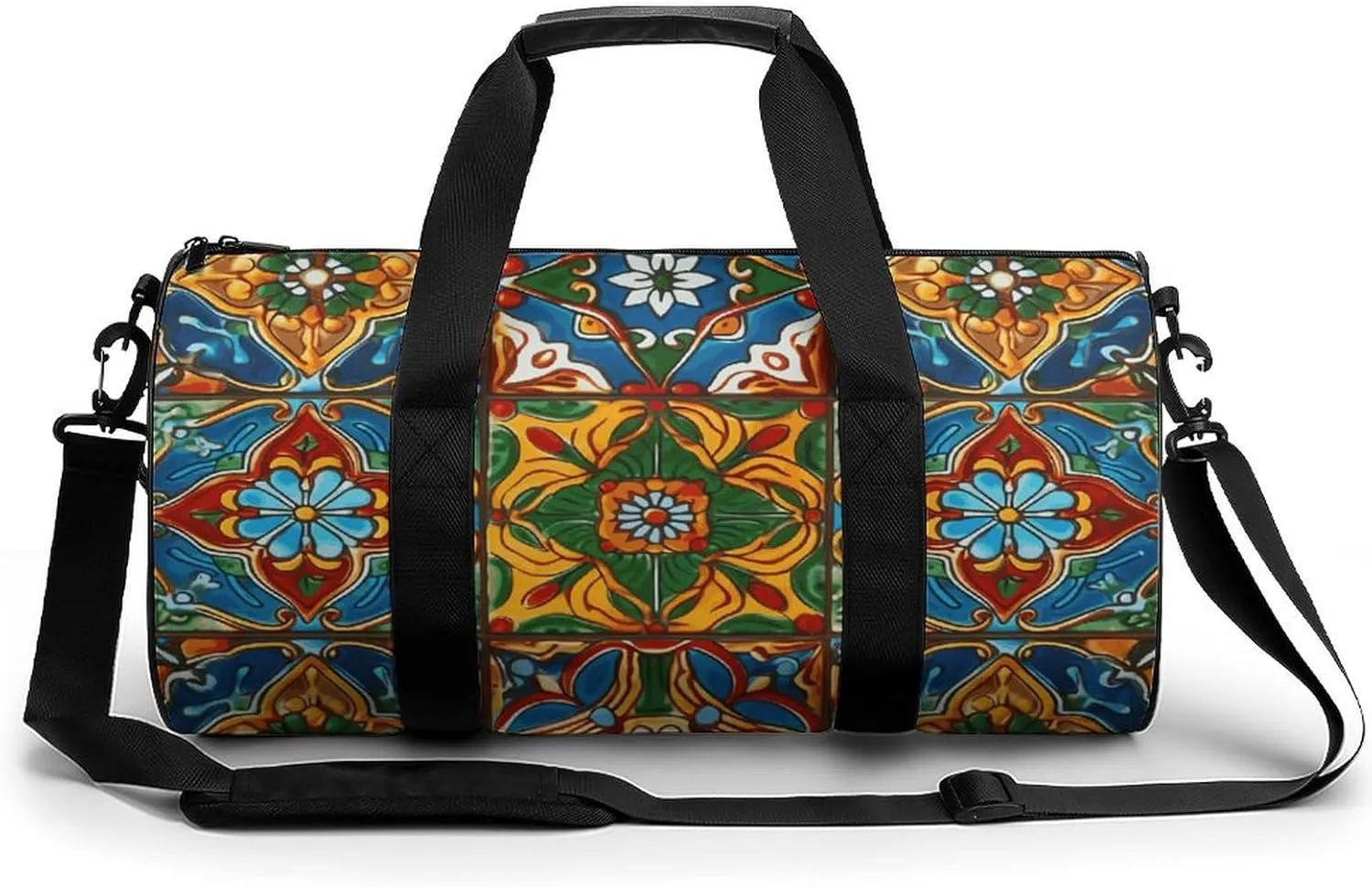 Duffel Bag for Men Women Gym Bag Mexican Ceramic Tile Travel Duffel Bag Waterproof Overnight Bag for Sports Workout