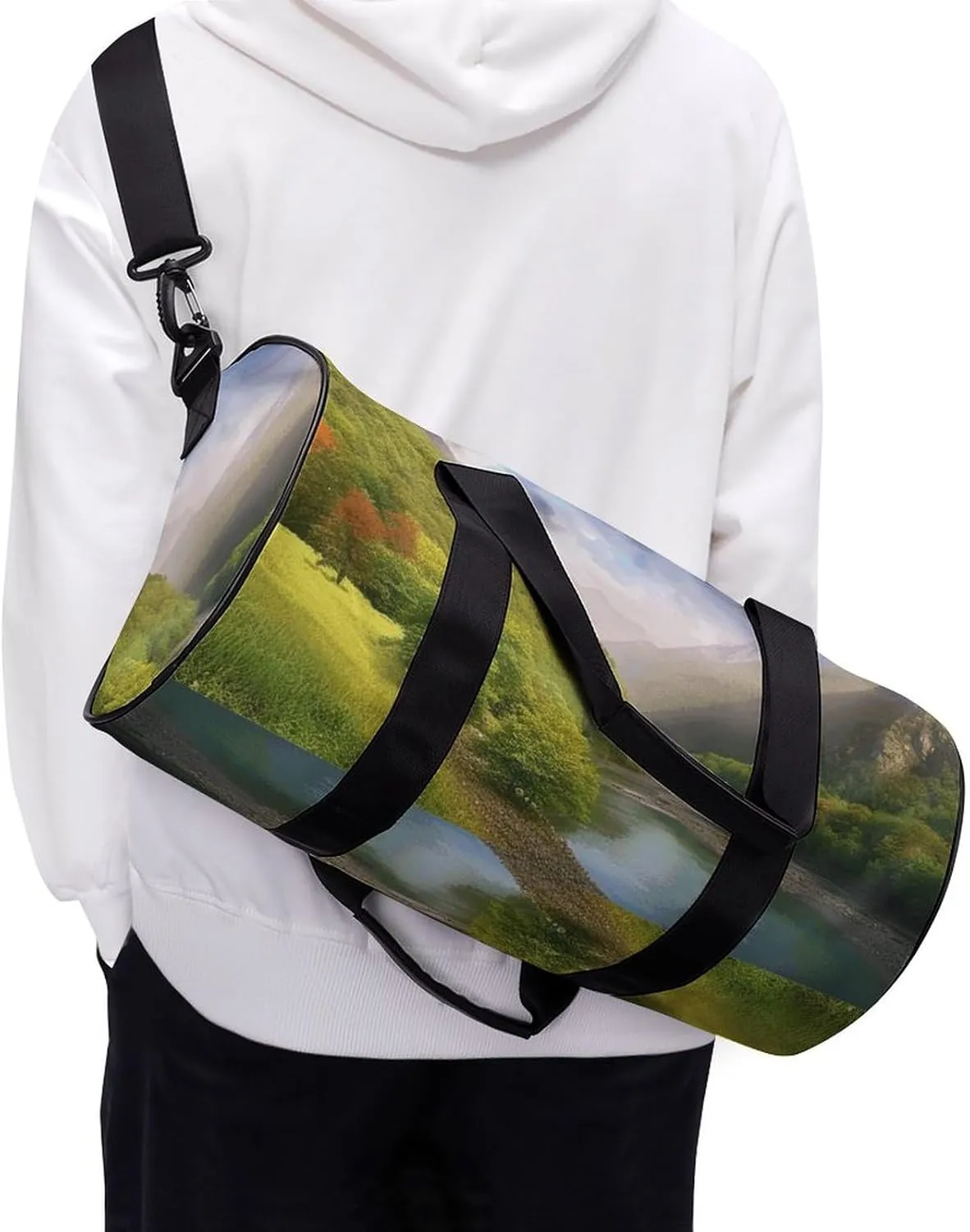 Duffel Bag for Men Women Gym Bag Mountain Valley with Rainbow Travel Duffel Bag Waterproof Overnight Bag for Sports Workout