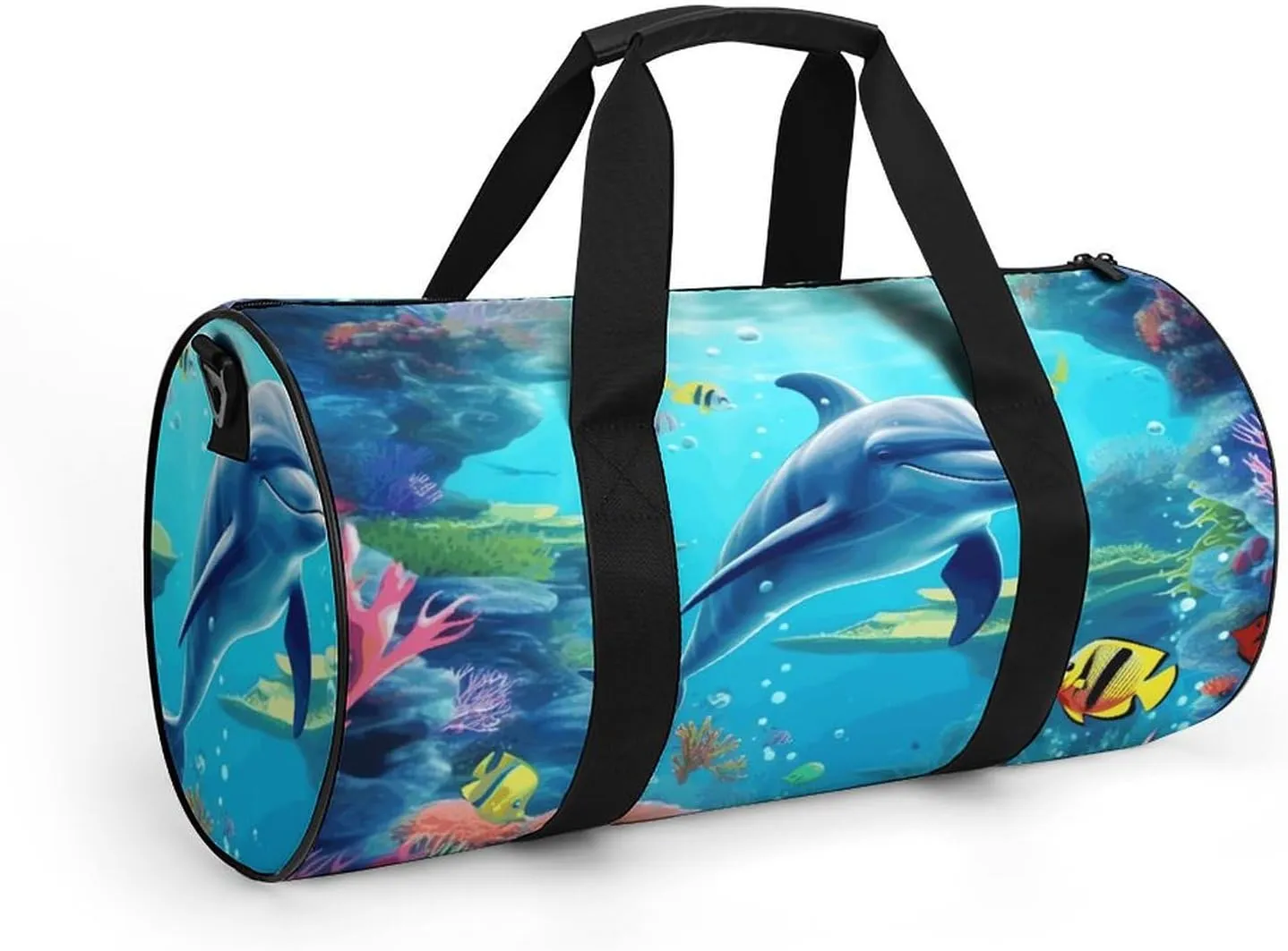 Duffel Bag for Men Women Gym Bag Ocean Underwater Dolphin Fish Travel Duffel Bag Waterproof Overnight Bag for Sports Workout