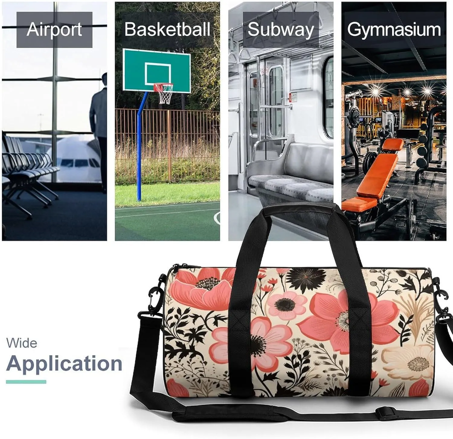 Duffel Bag for Men Women Gym Bag Peach Flower Pictures Travel Duffel Bag Waterproof Overnight Bag for Sports Workout