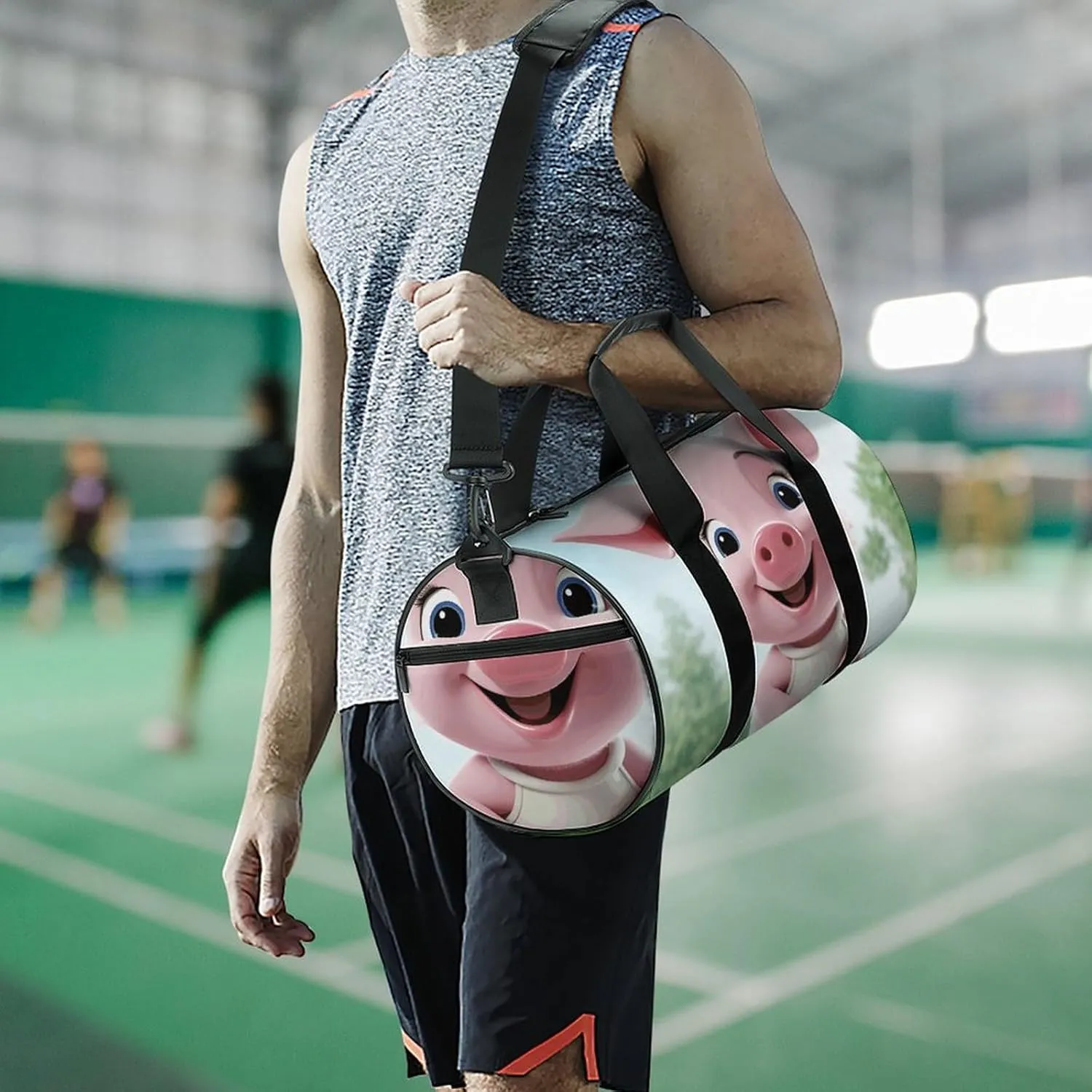 Duffel Bag for Men Women Gym Bag Pink Little Pig Travel Duffel Bag Waterproof Overnight Bag for Sports Workout