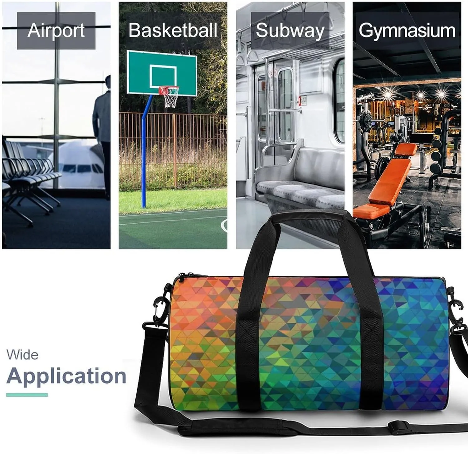 Duffel Bag for Men Women Gym Bag Rainbow Triangle Travel Duffel Bag Waterproof Overnight Bag for Sports Workout