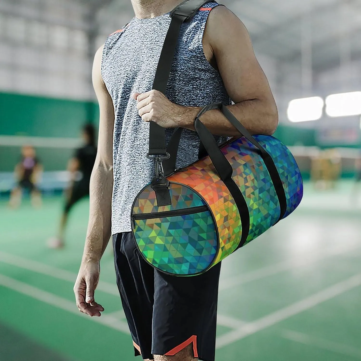 Duffel Bag for Men Women Gym Bag Rainbow Triangle Travel Duffel Bag Waterproof Overnight Bag for Sports Workout