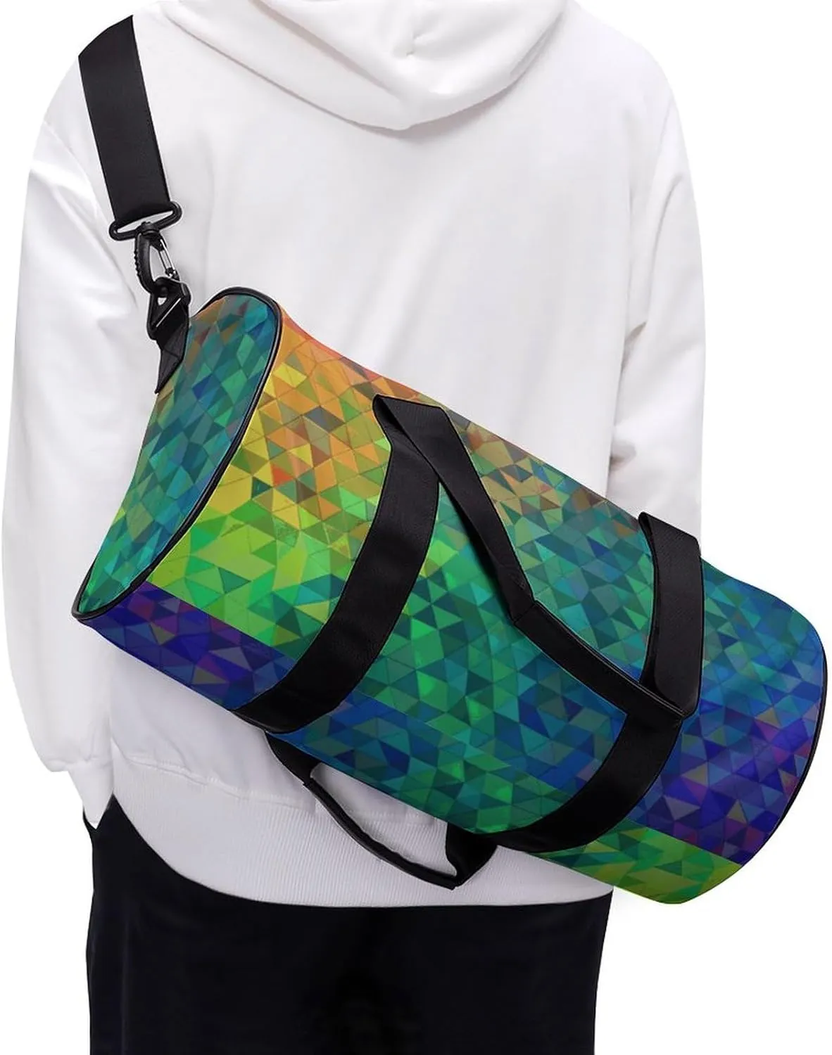 Duffel Bag for Men Women Gym Bag Rainbow Triangle Travel Duffel Bag Waterproof Overnight Bag for Sports Workout