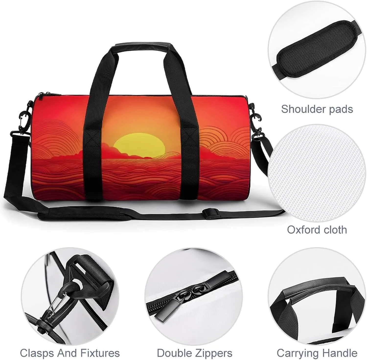 Duffel Bag for Men Women Gym Bag Red Sunrise Travel Duffel Bag Waterproof Overnight Bag for Sports Workout
