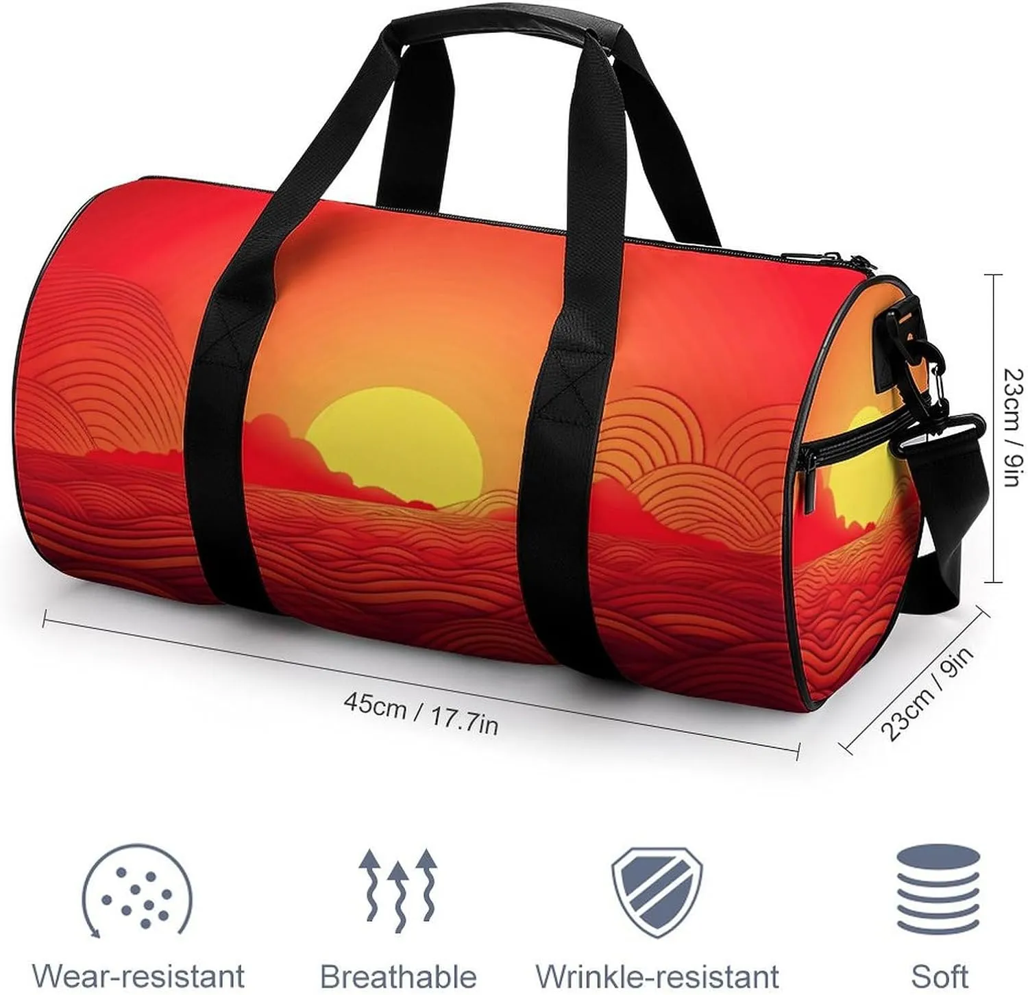 Duffel Bag for Men Women Gym Bag Red Sunrise Travel Duffel Bag Waterproof Overnight Bag for Sports Workout