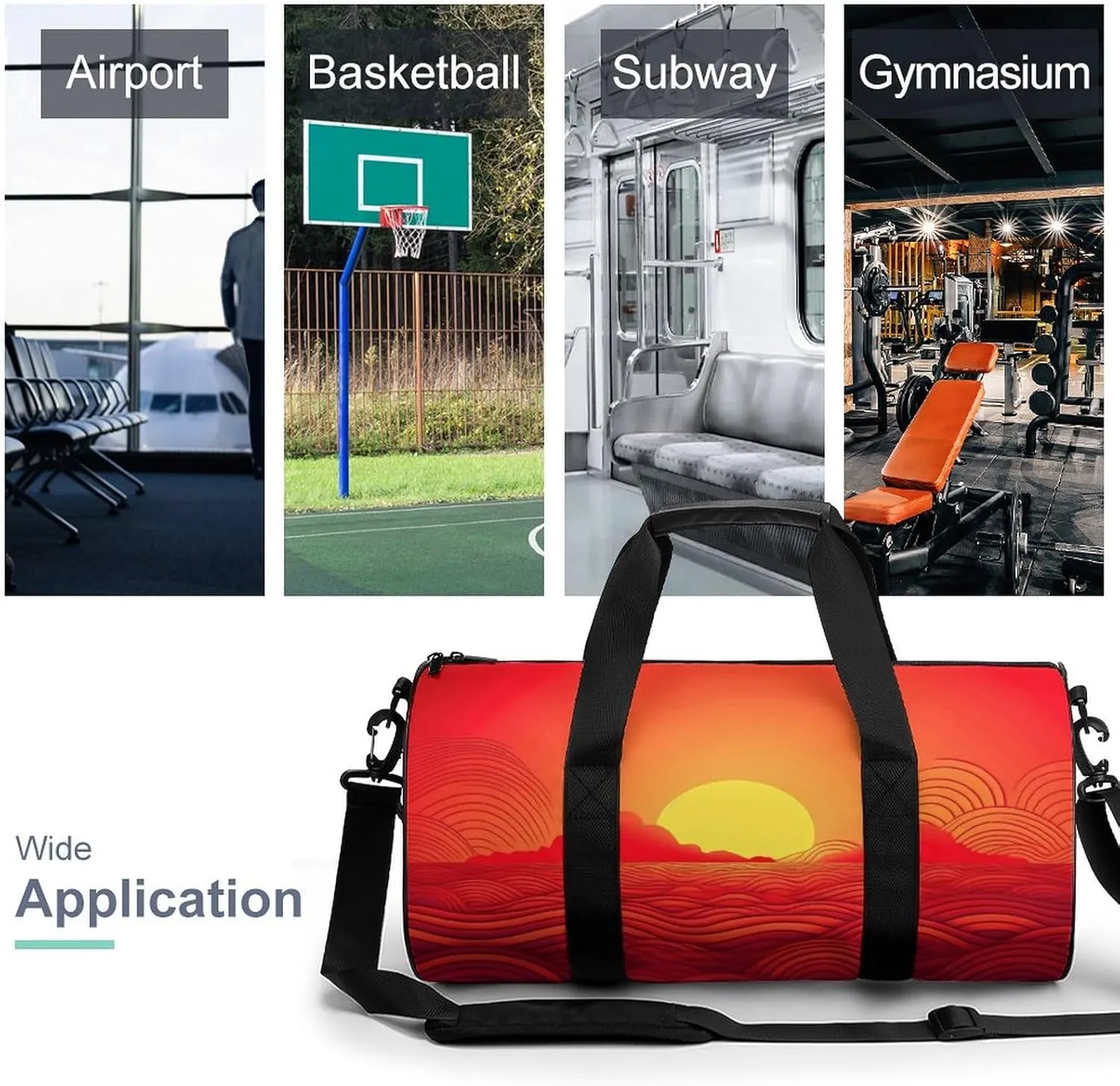 Duffel Bag for Men Women Gym Bag Red Sunrise Travel Duffel Bag Waterproof Overnight Bag for Sports Workout