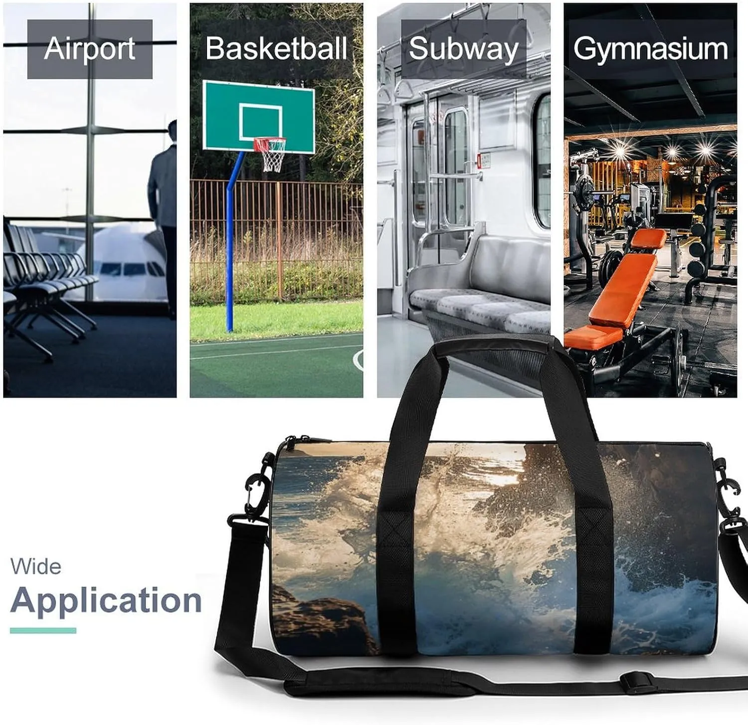 Duffel Bag for Men Women Gym Bag Rocky Coastline Travel Duffel Bag Waterproof Overnight Bag for Sports Workout