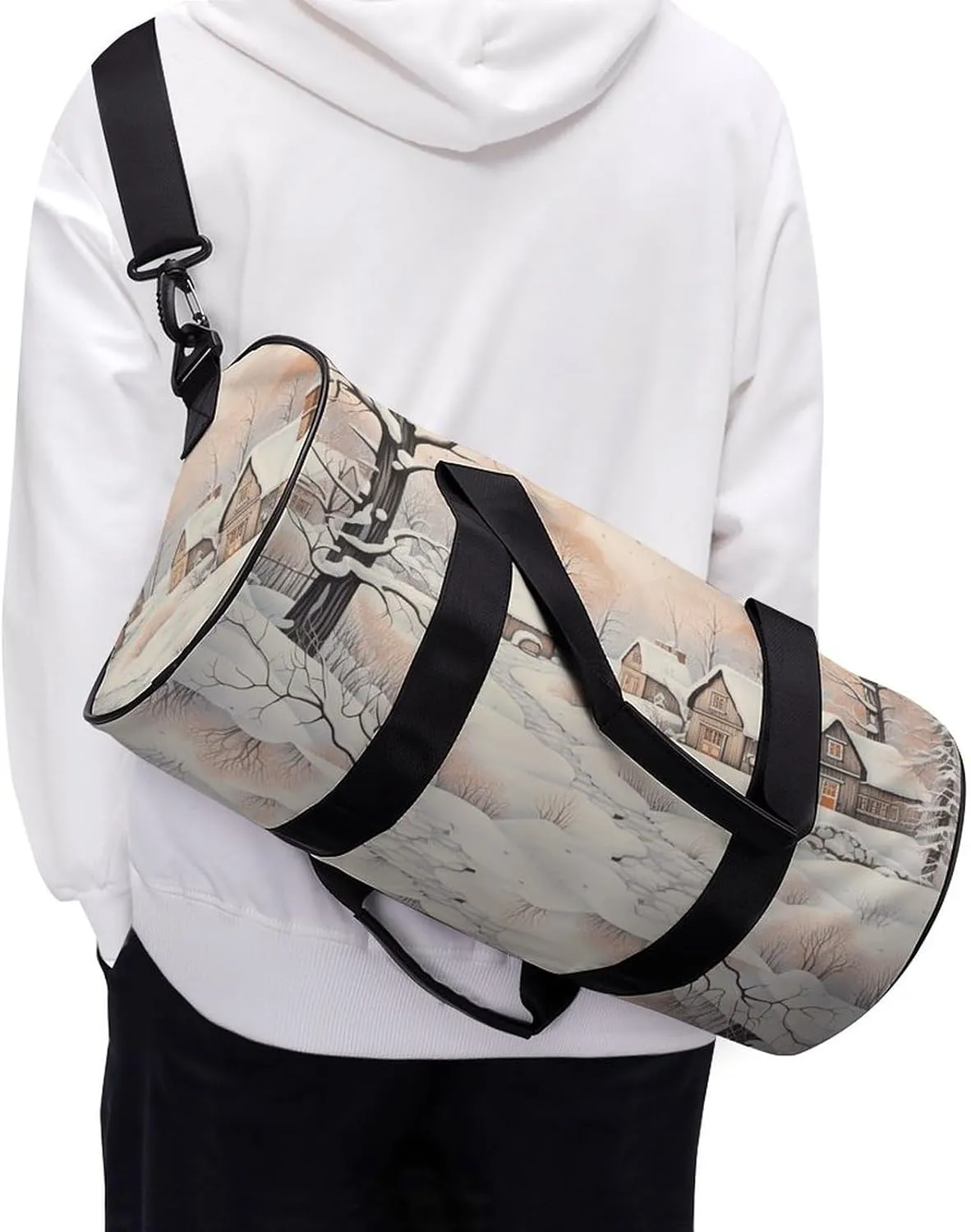 Duffel Bag for Men Women Gym Bag Snow And House Travel Duffel Bag Waterproof Overnight Bag for Sports Workout