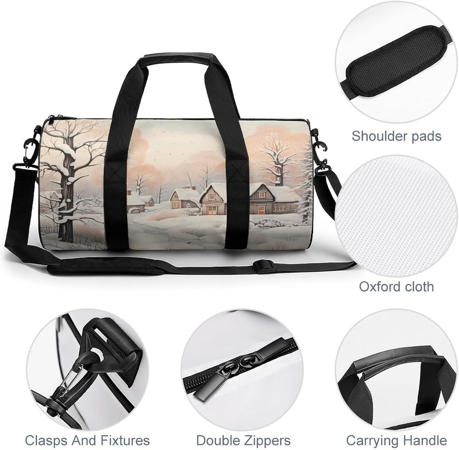 Duffel Bag for Men Women Gym Bag Snow And House Travel Duffel Bag Waterproof Overnight Bag for Sports Workout