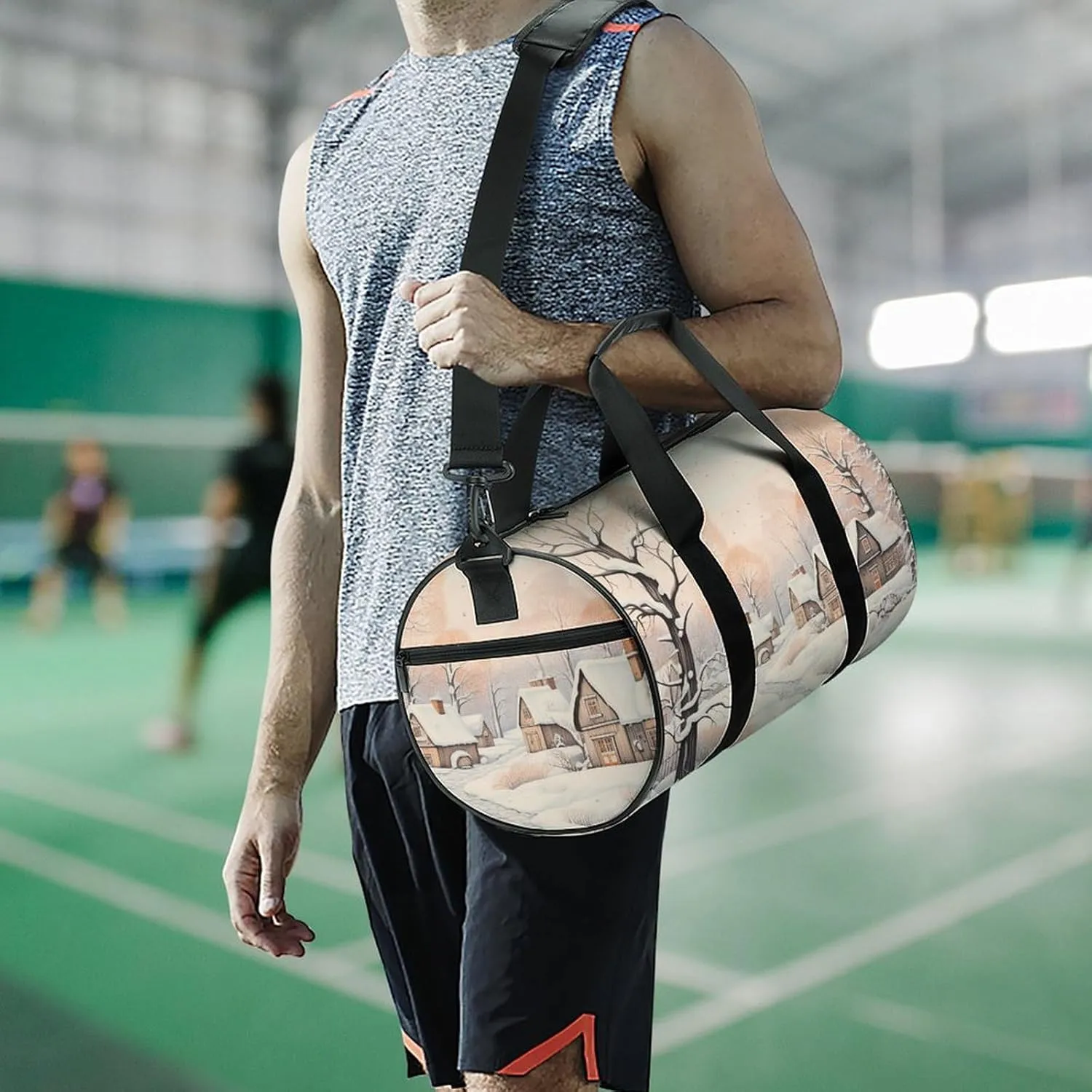 Duffel Bag for Men Women Gym Bag Snow And House Travel Duffel Bag Waterproof Overnight Bag for Sports Workout