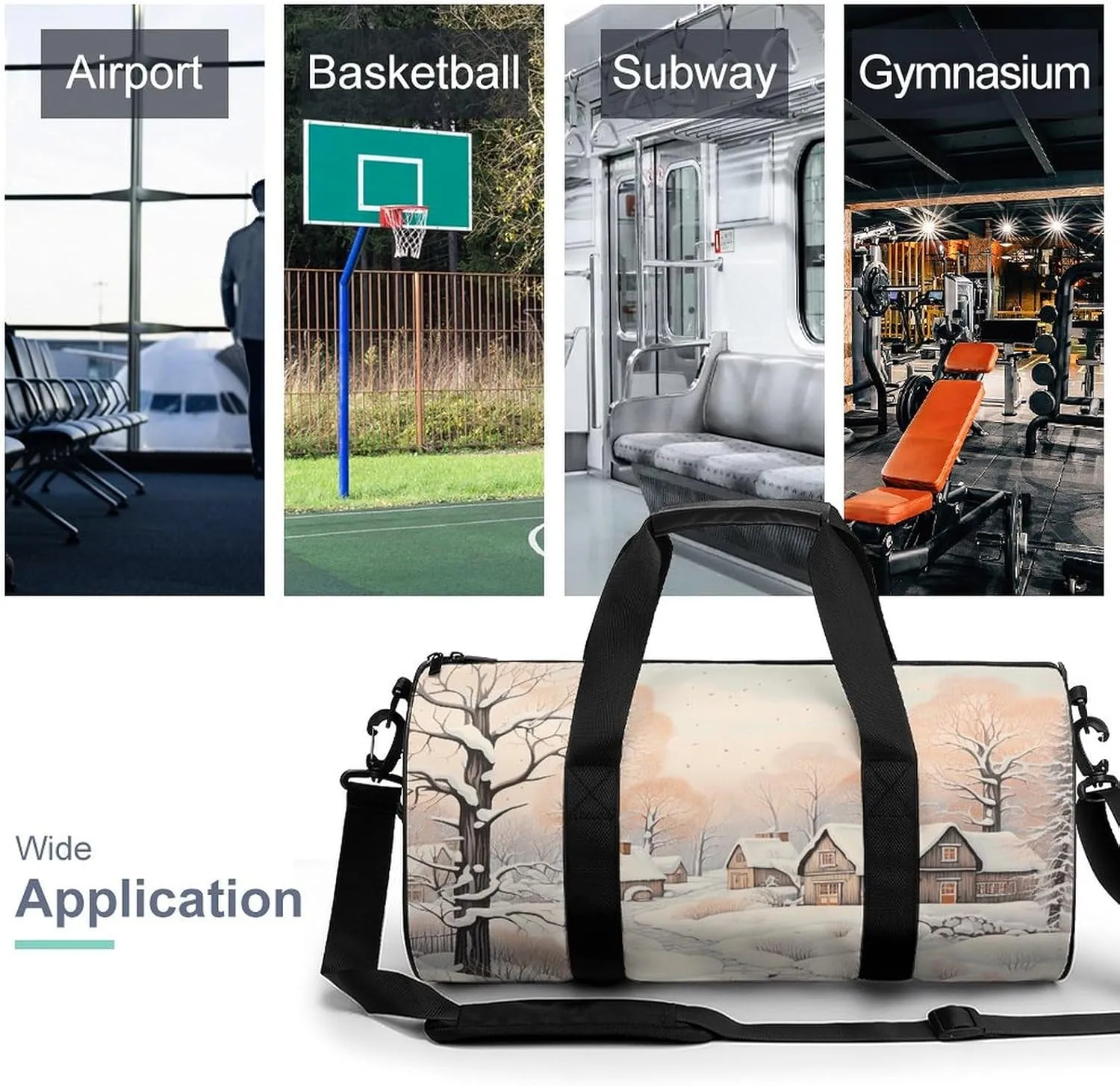 Duffel Bag for Men Women Gym Bag Snow And House Travel Duffel Bag Waterproof Overnight Bag for Sports Workout