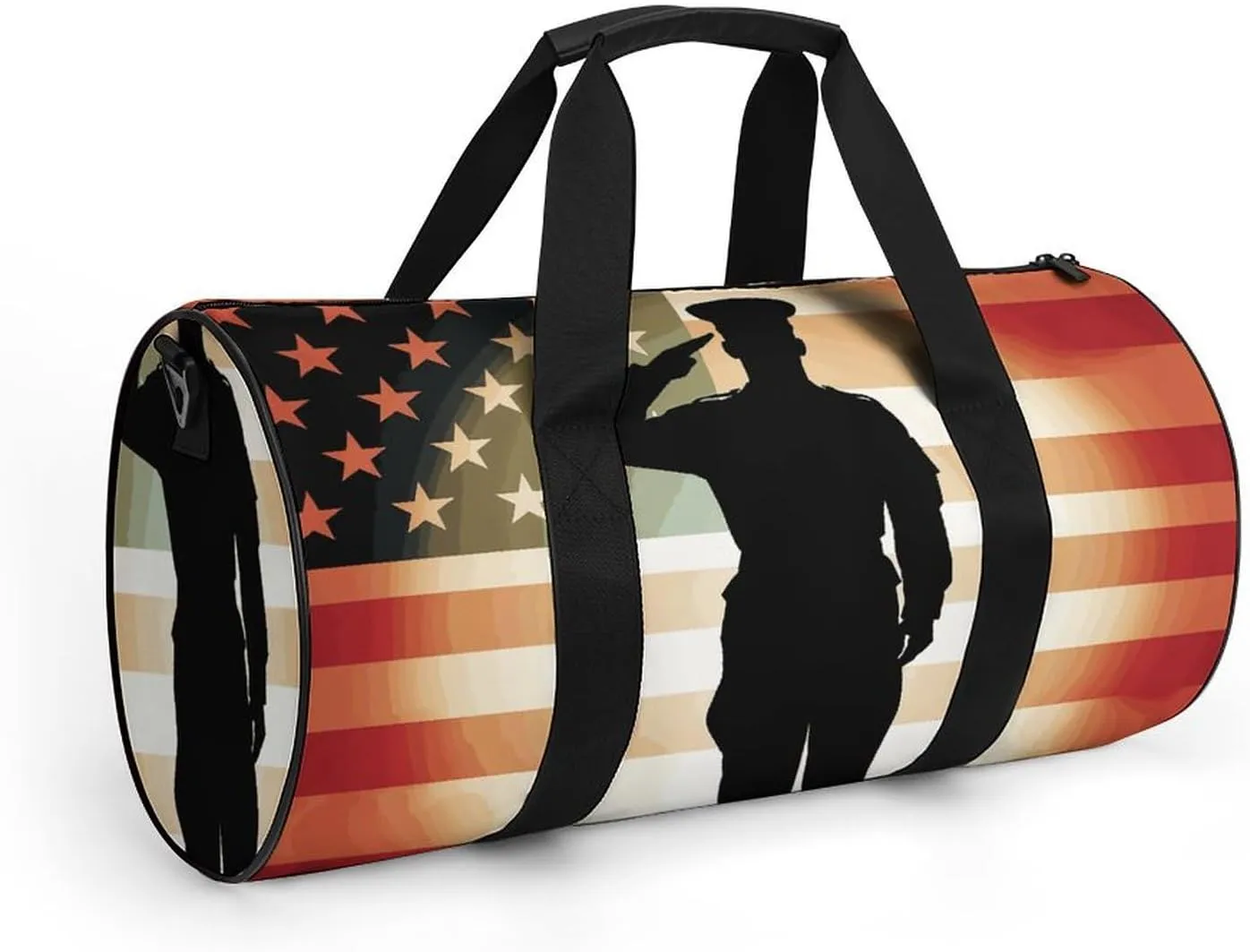 Duffel Bag for Men Women Gym Bag Soldier Saluting America Flag Travel Duffel Bag Waterproof Overnight Bag for Sports Workout
