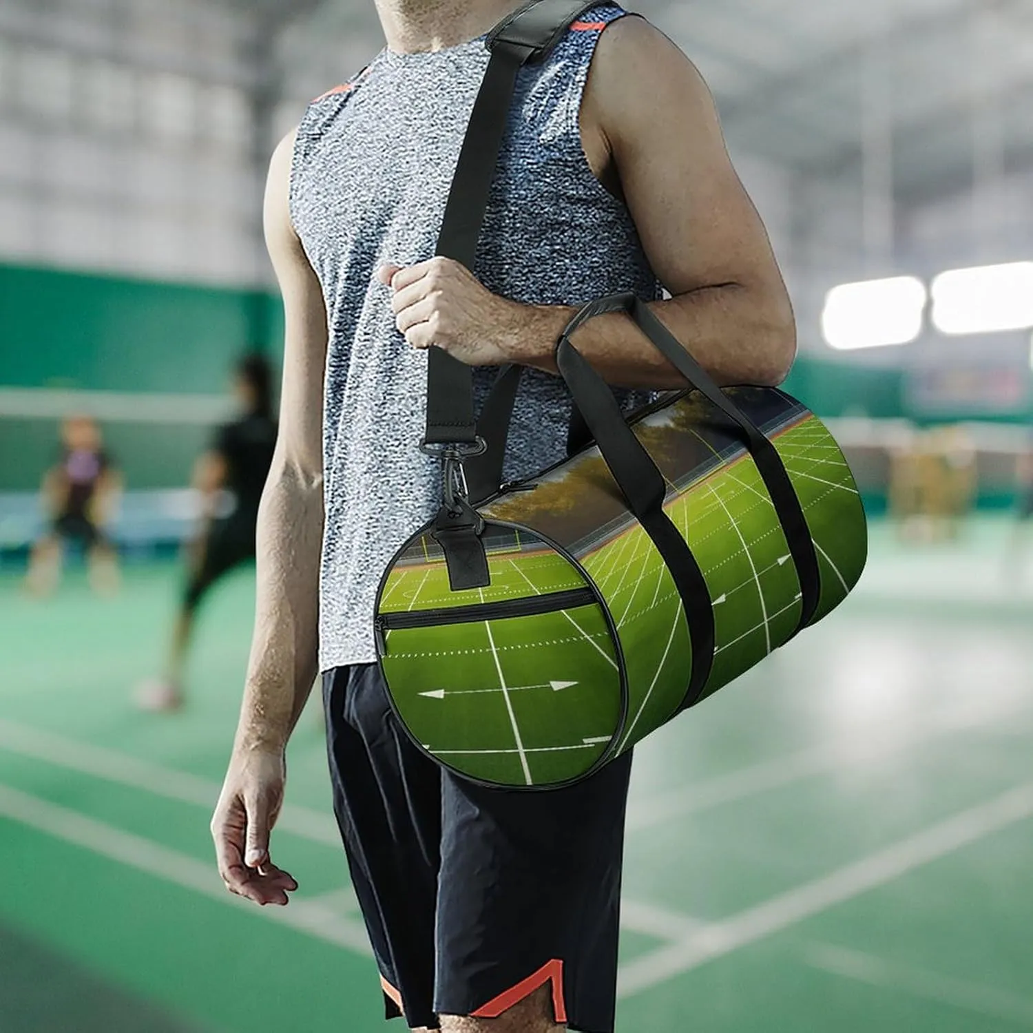 Duffel Bag for Men Women Gym Bag Sports Field in Green Travel Duffel Bag Waterproof Overnight Bag for Sports Workout
