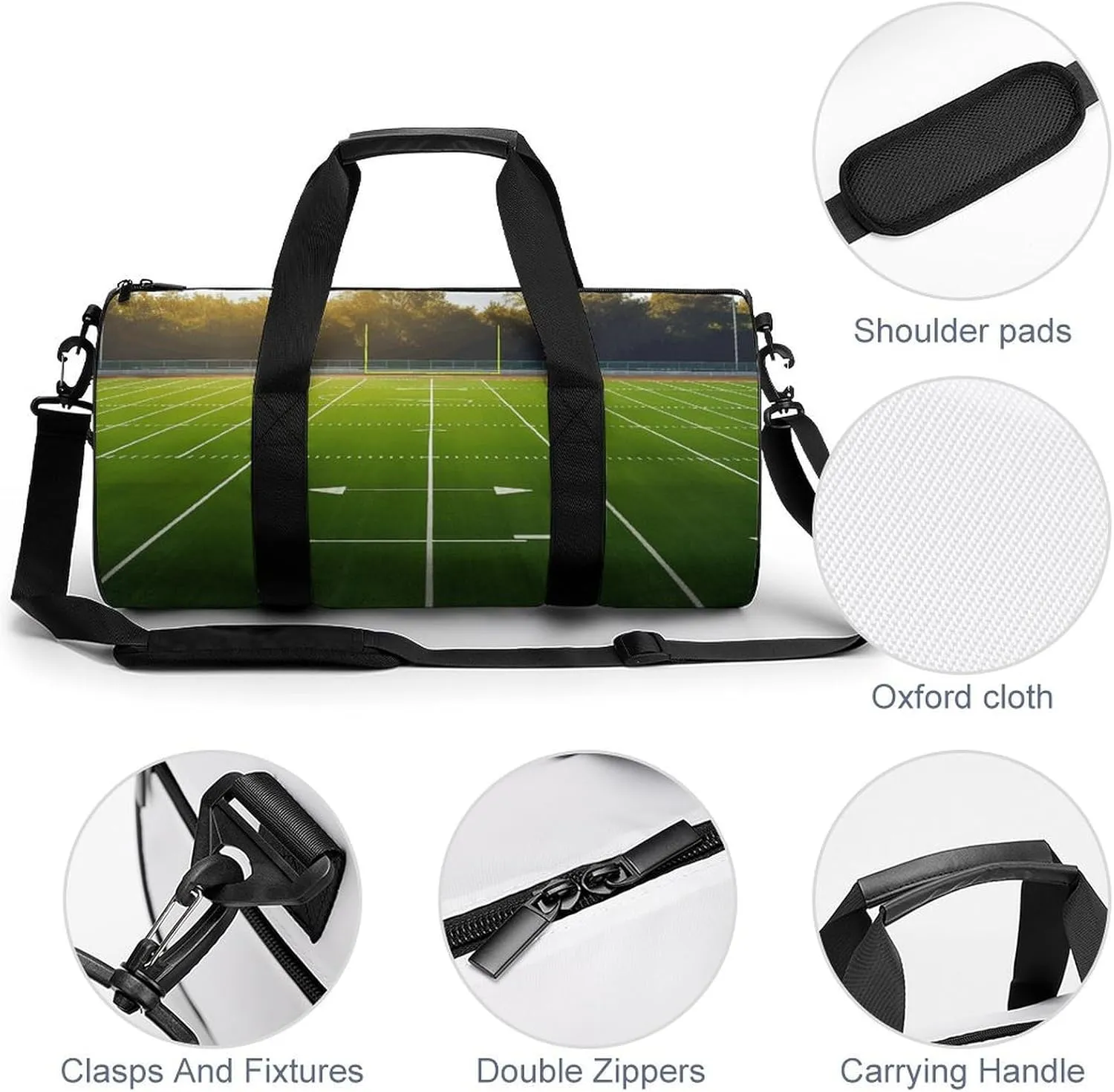 Duffel Bag for Men Women Gym Bag Sports Field in Green Travel Duffel Bag Waterproof Overnight Bag for Sports Workout