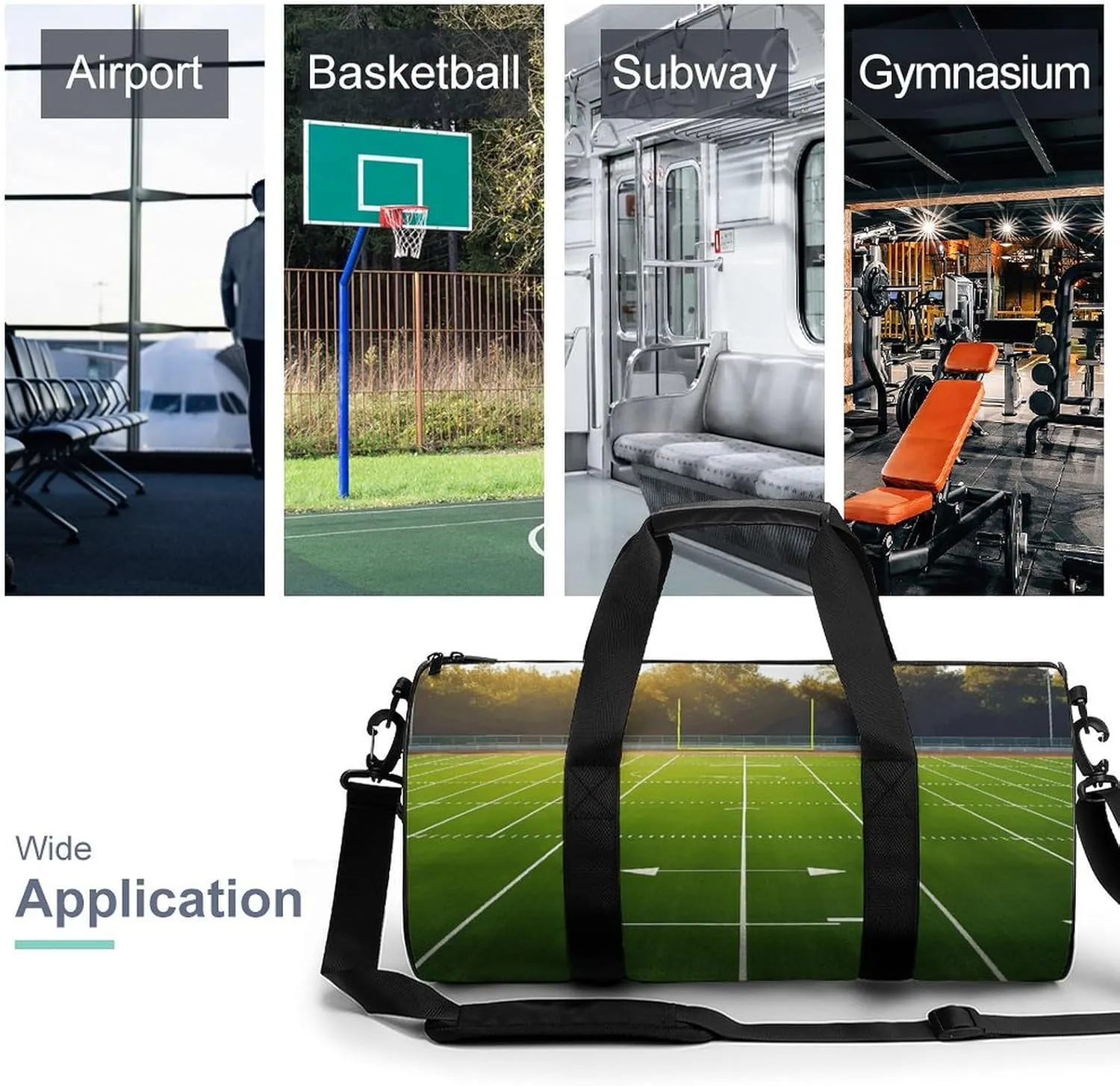 Duffel Bag for Men Women Gym Bag Sports Field in Green Travel Duffel Bag Waterproof Overnight Bag for Sports Workout