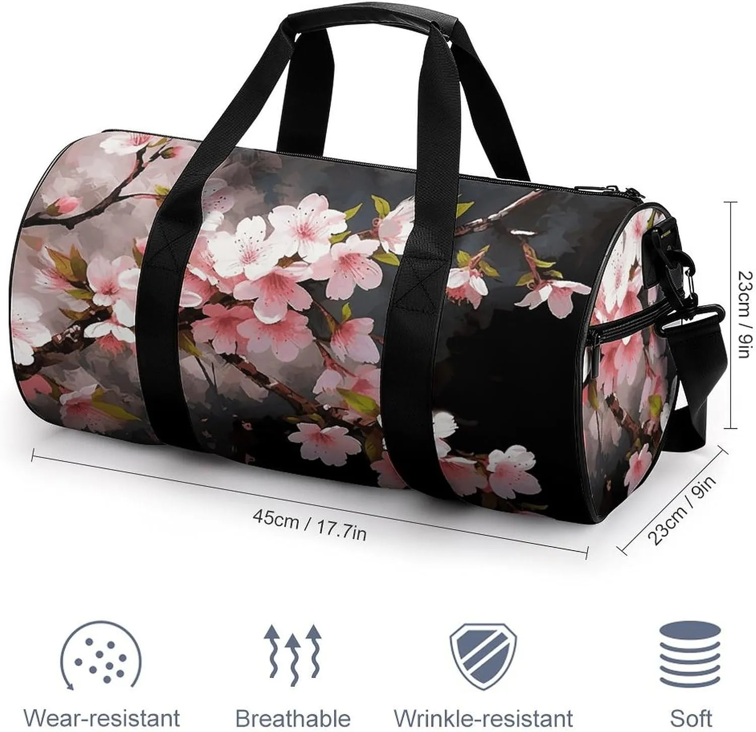Duffel Bag for Men Women Gym Bag Tempting Cherry Blossoms Travel Duffel Bag Waterproof Overnight Bag for Sports Workout