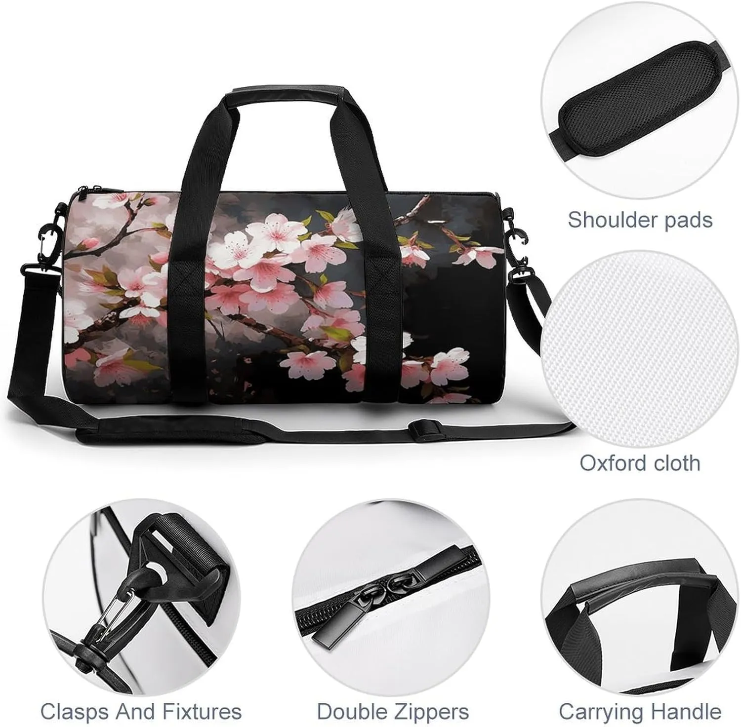 Duffel Bag for Men Women Gym Bag Tempting Cherry Blossoms Travel Duffel Bag Waterproof Overnight Bag for Sports Workout