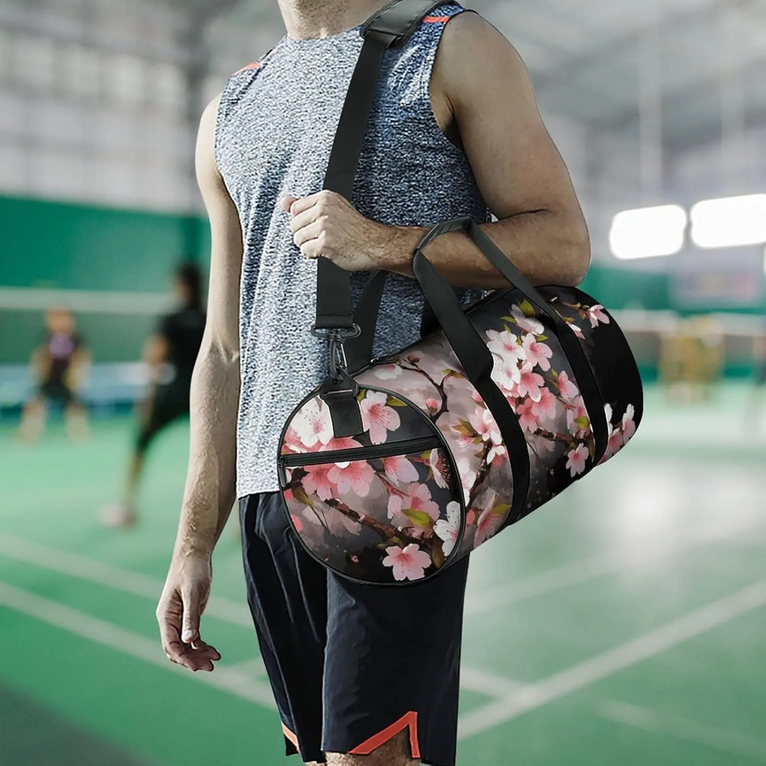 Duffel Bag for Men Women Gym Bag Tempting Cherry Blossoms Travel Duffel Bag Waterproof Overnight Bag for Sports Workout