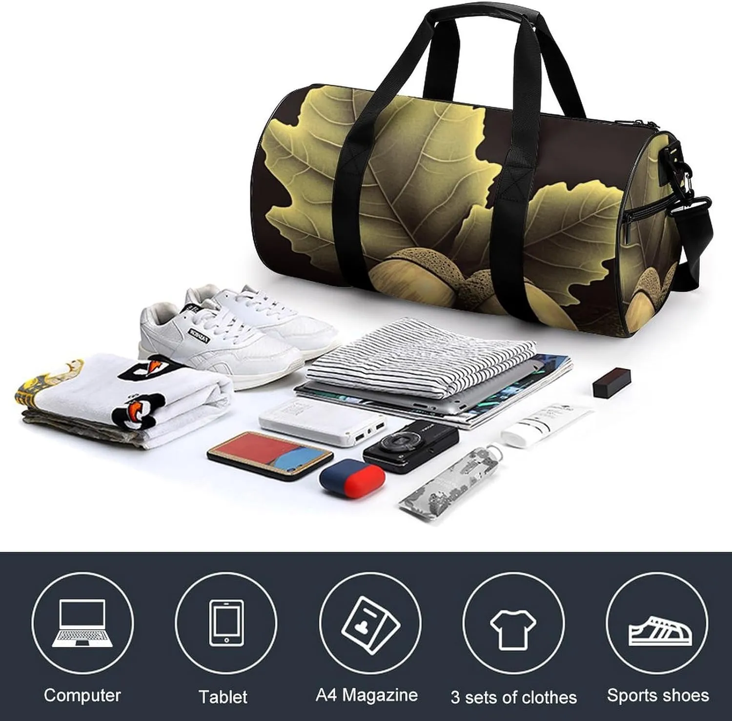 Duffel Bag for Men Women Gym Bag Two Acorns Travel Duffel Bag Waterproof Overnight Bag for Sports Workout