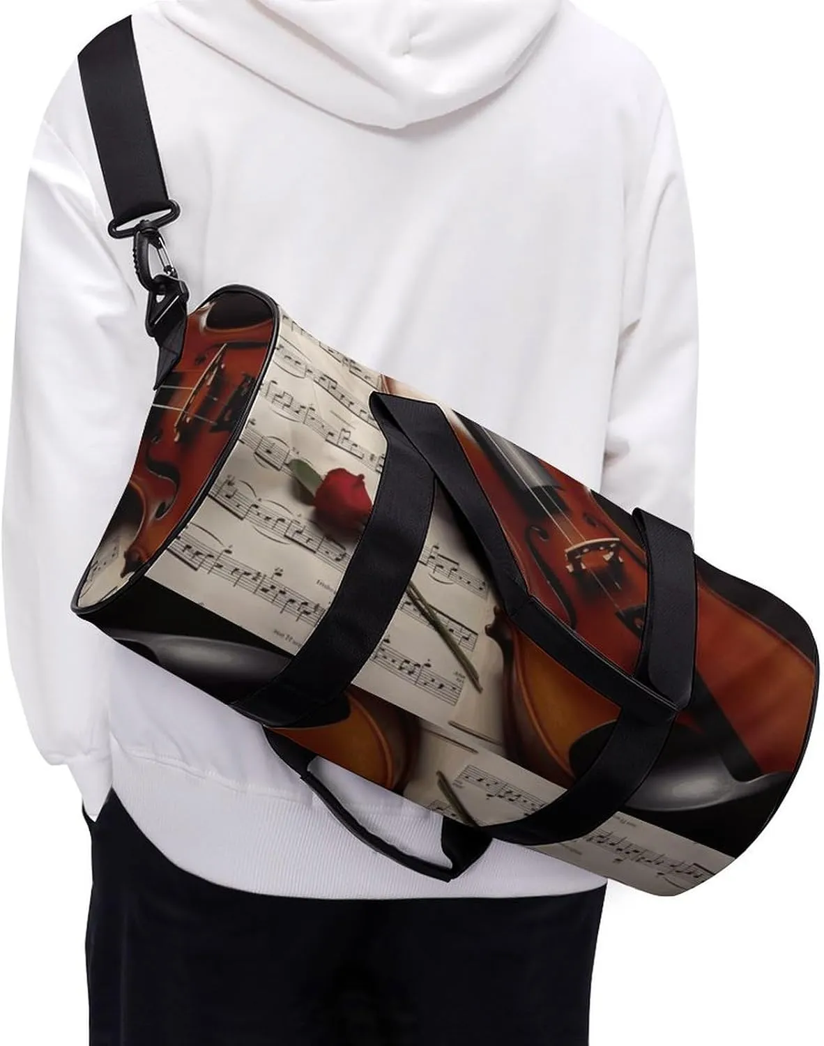 Duffel Bag for Men Women Gym Bag Violin Sheet Music Travel Duffel Bag Waterproof Overnight Bag for Sports Workout