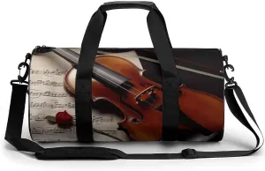 Duffel Bag for Men Women Gym Bag Violin Sheet Music Travel Duffel Bag Waterproof Overnight Bag for Sports Workout