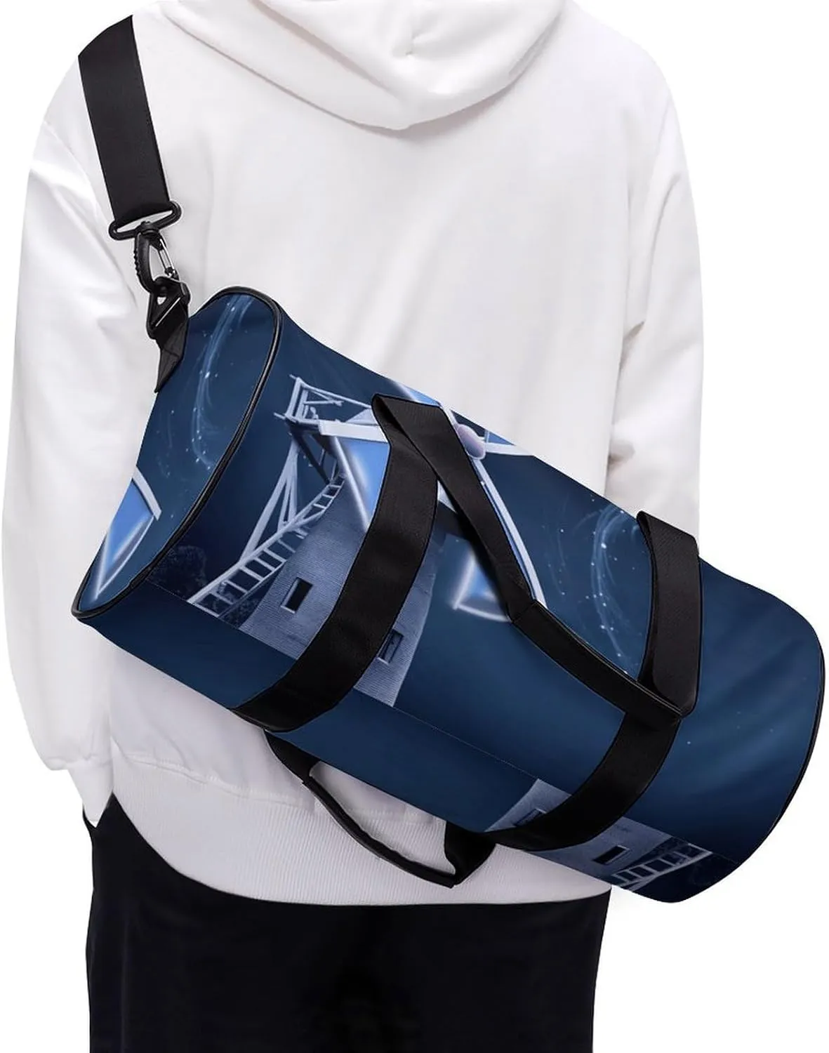 Duffel Bag for Men Women Gym Bag Windmill Blue Travel Duffel Bag Waterproof Overnight Bag for Sports Workout