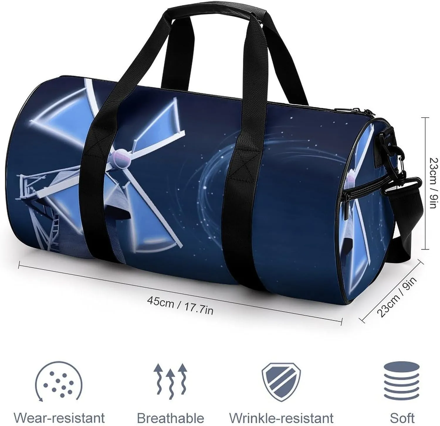Duffel Bag for Men Women Gym Bag Windmill Blue Travel Duffel Bag Waterproof Overnight Bag for Sports Workout