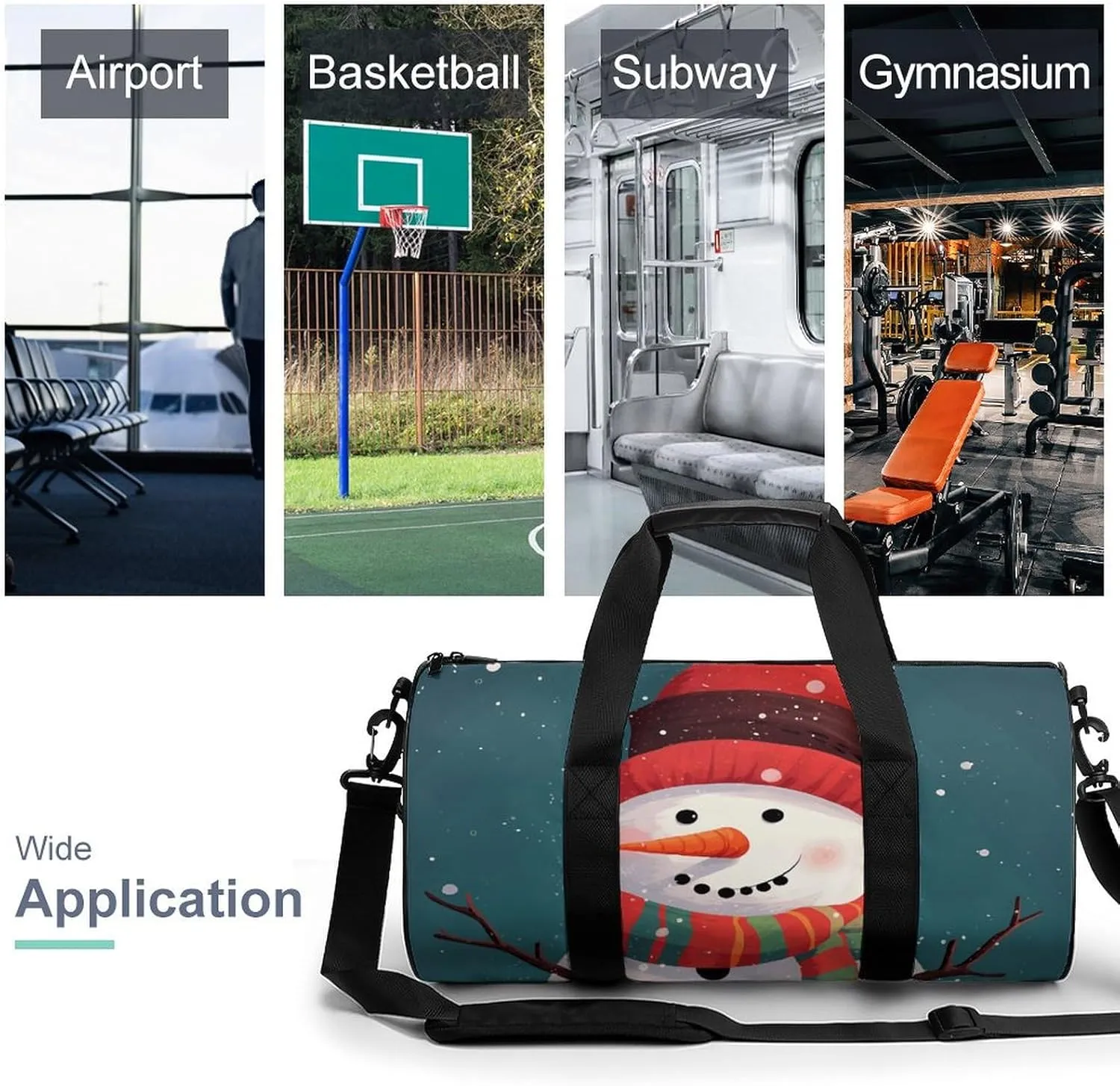 Duffel Bag for Men Women Gym Bag Xmas Snowman Travel Duffel Bag Waterproof Overnight Bag for Sports Workout