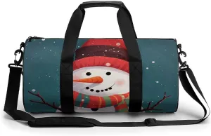 Duffel Bag for Men Women Gym Bag Xmas Snowman Travel Duffel Bag Waterproof Overnight Bag for Sports Workout