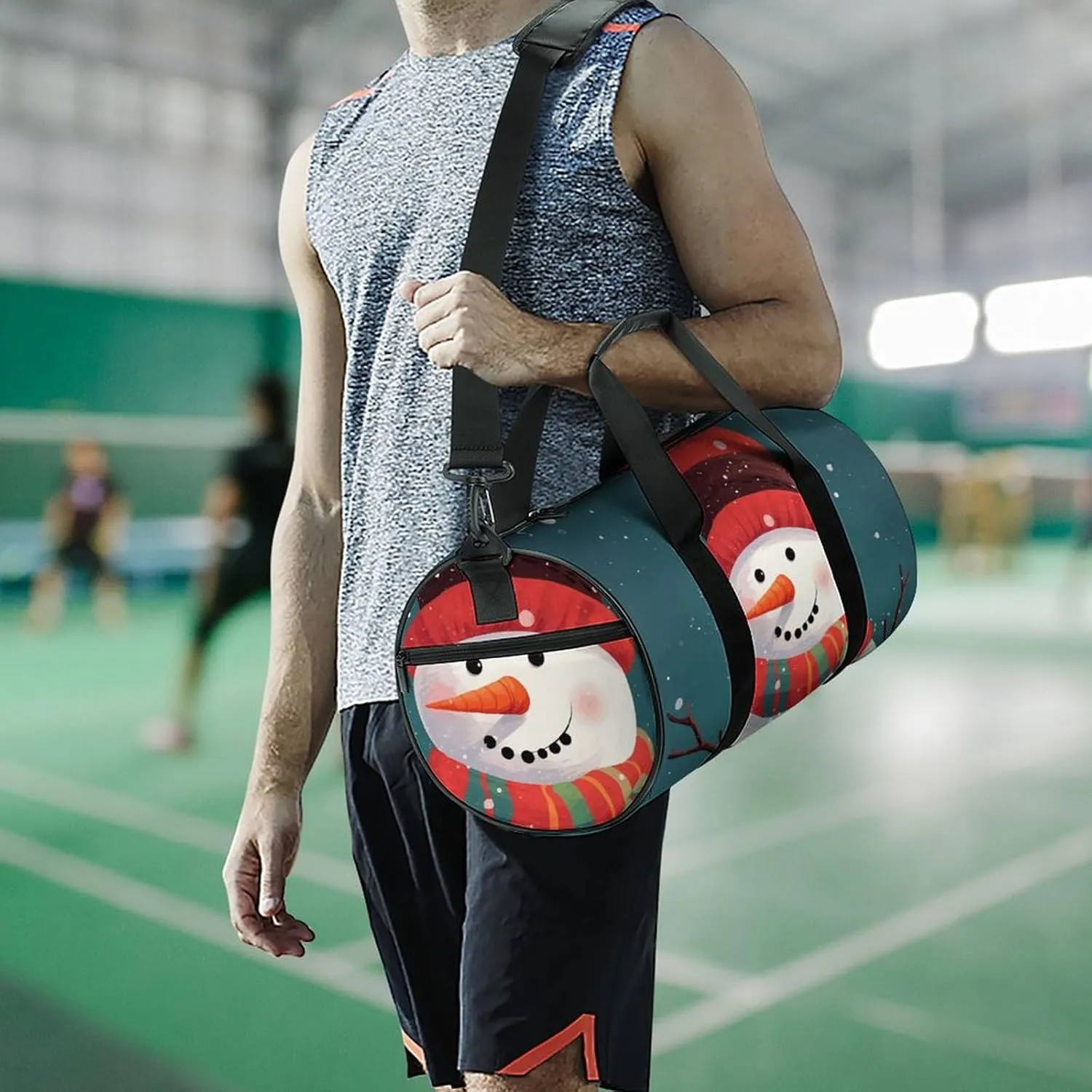 Duffel Bag for Men Women Gym Bag Xmas Snowman Travel Duffel Bag Waterproof Overnight Bag for Sports Workout