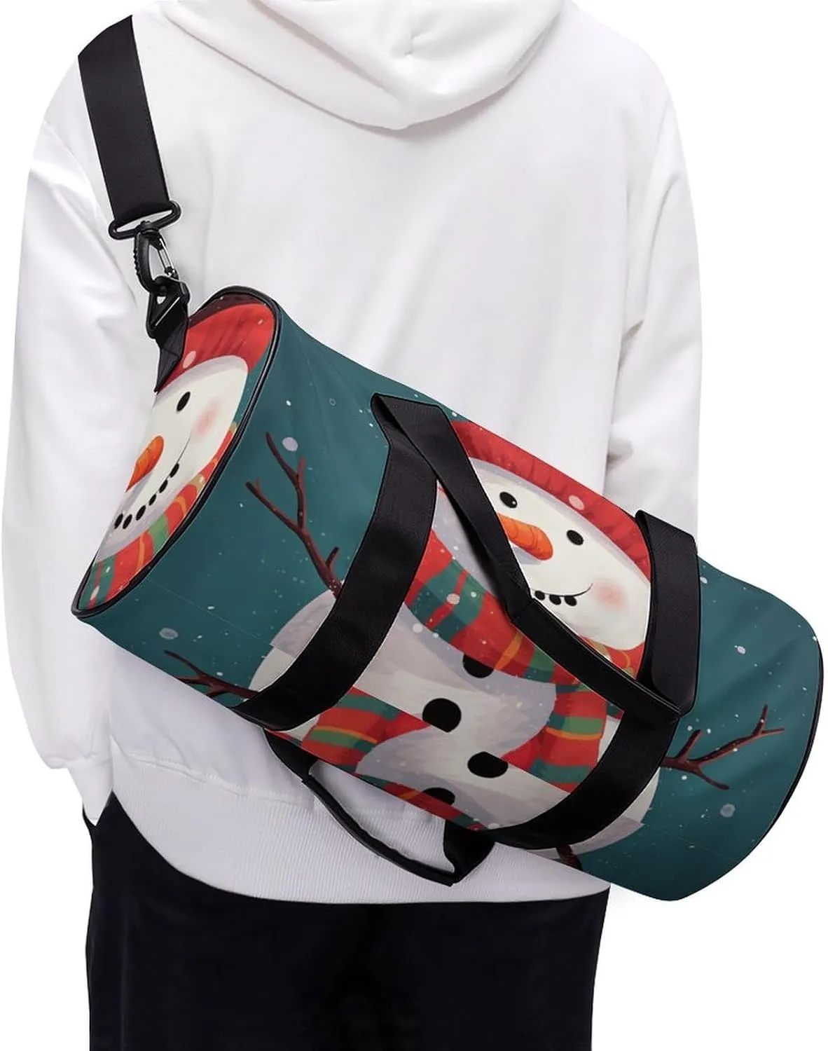 Duffel Bag for Men Women Gym Bag Xmas Snowman Travel Duffel Bag Waterproof Overnight Bag for Sports Workout