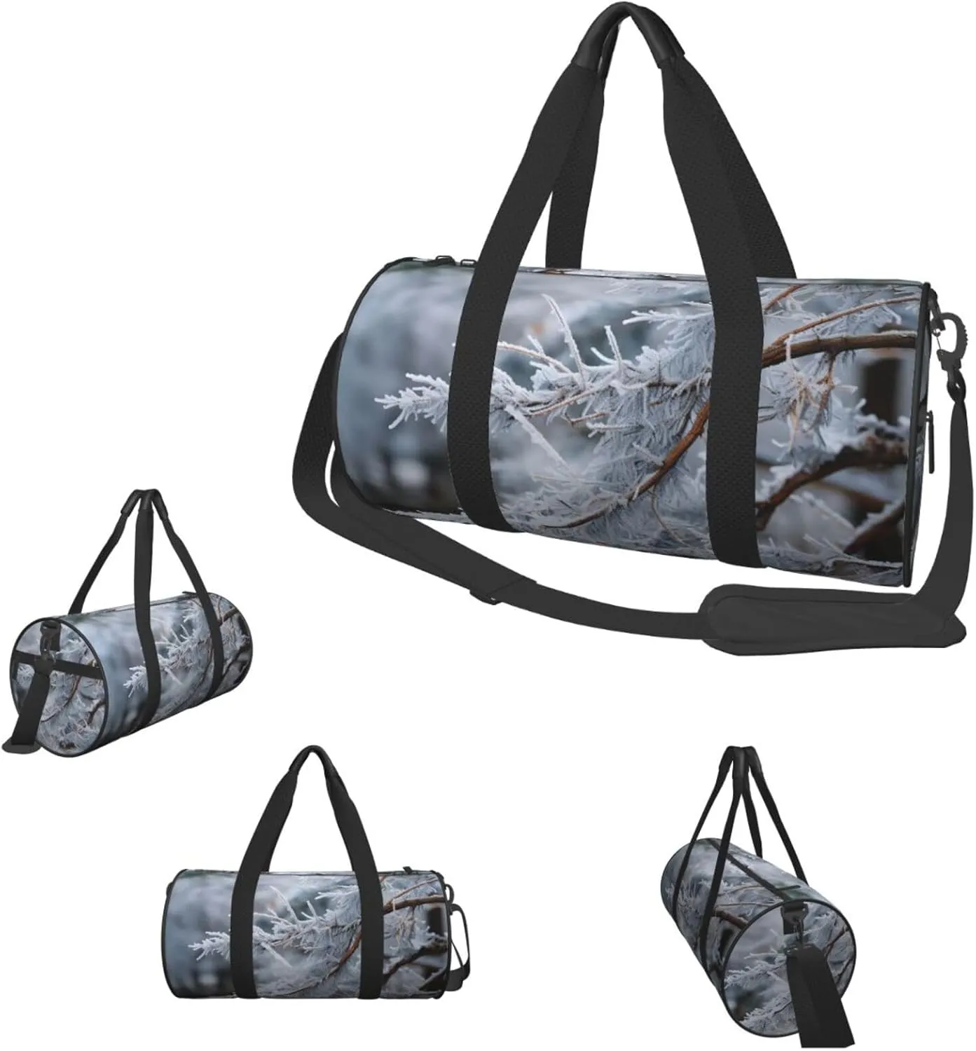 Duffel Bag for Men Women Small Gym Bag Branch covered with snow Travel Duffel Bag Waterproof Overnight Bag for Sports Workout