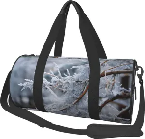 Duffel Bag for Men Women Small Gym Bag Branch covered with snow Travel Duffel Bag Waterproof Overnight Bag for Sports Workout