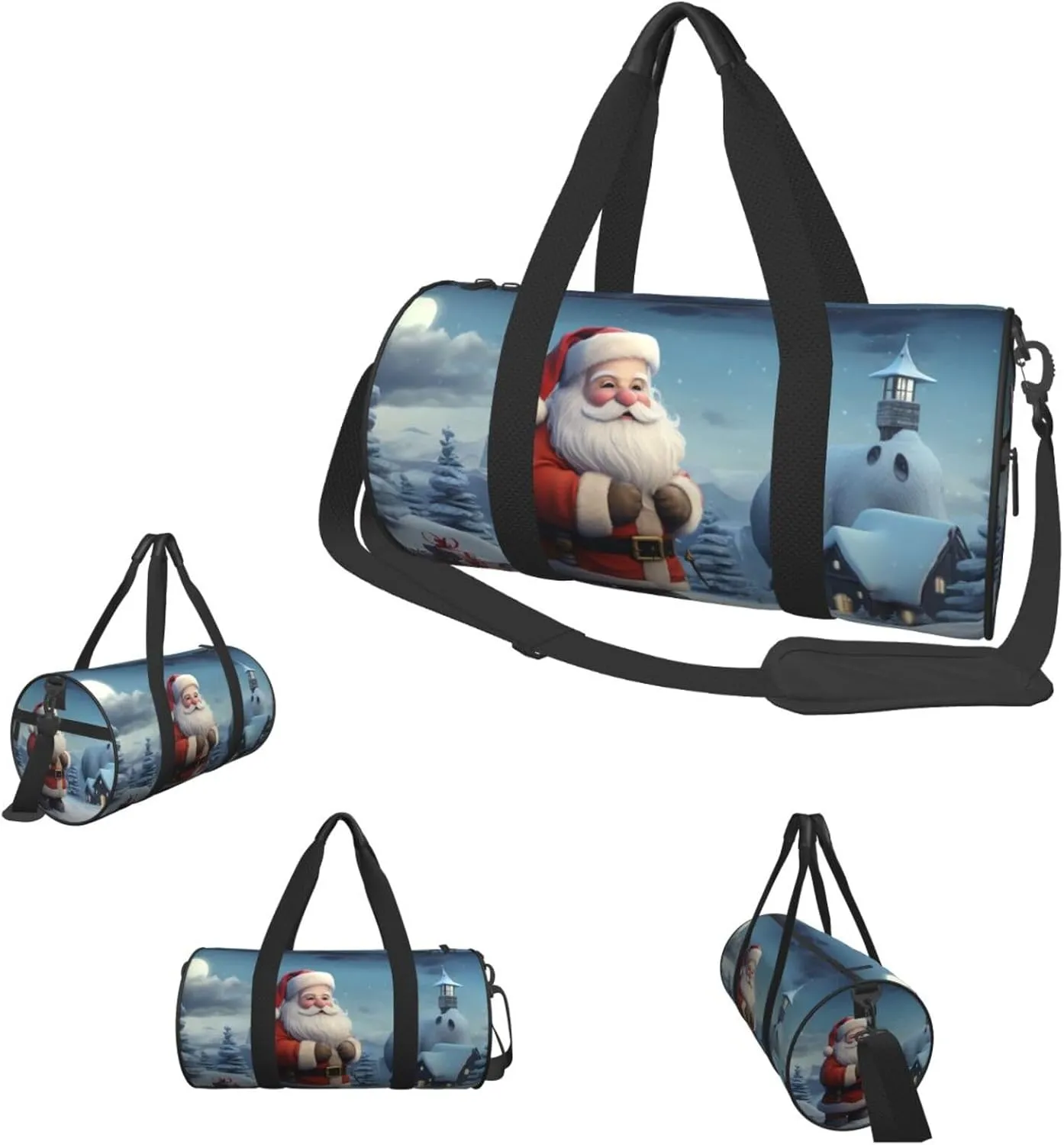 Duffel Bag for Men Women Small Gym Bag Christmas Winter Santa Travel Duffel Bag Waterproof Overnight Bag for Sports Workout
