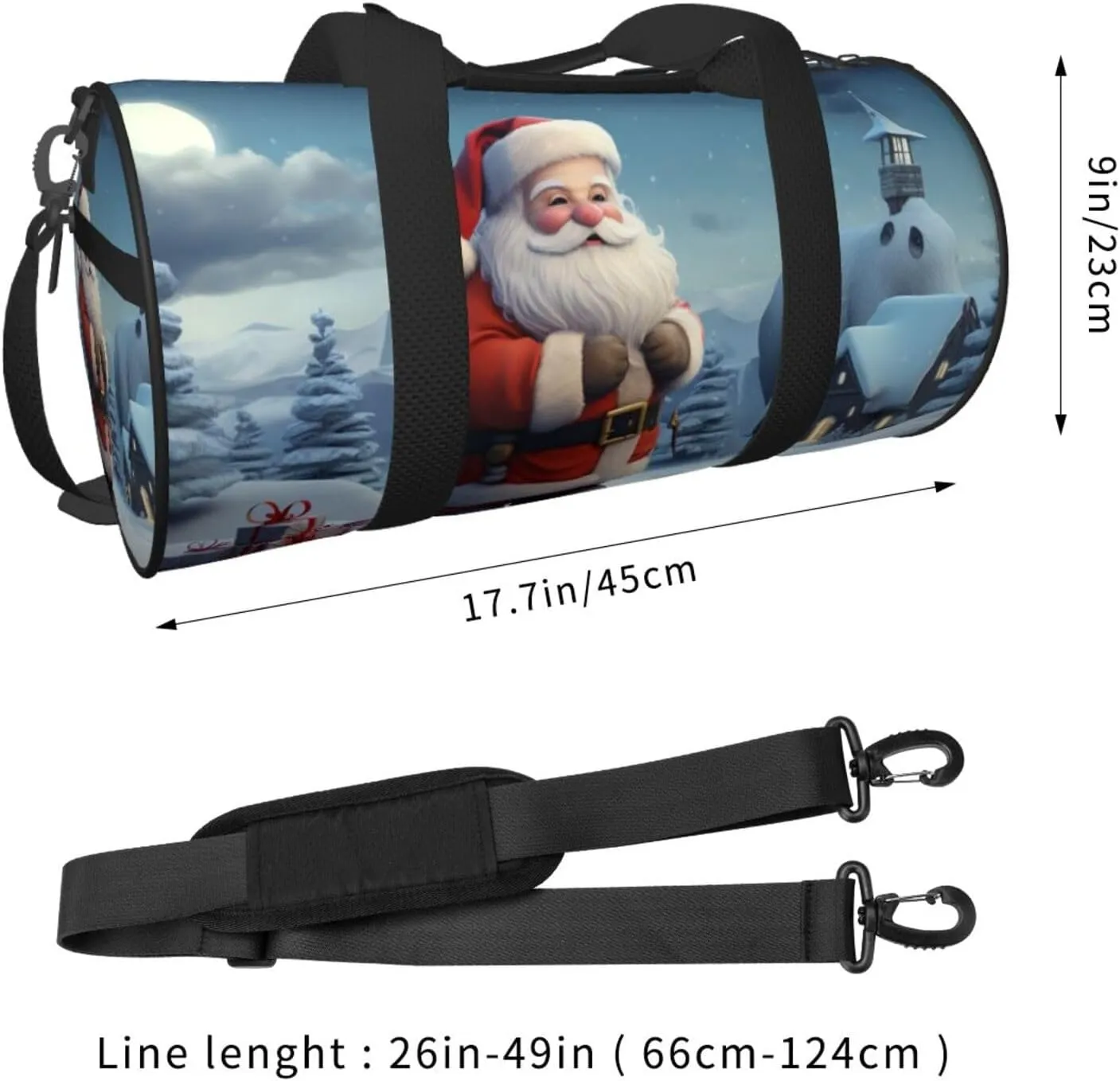 Duffel Bag for Men Women Small Gym Bag Christmas Winter Santa Travel Duffel Bag Waterproof Overnight Bag for Sports Workout