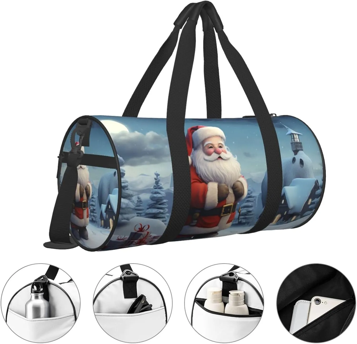 Duffel Bag for Men Women Small Gym Bag Christmas Winter Santa Travel Duffel Bag Waterproof Overnight Bag for Sports Workout