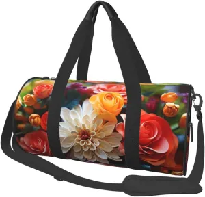 Duffel Bag for Men Women Small Gym Bag Color flowers Travel Duffel Bag Waterproof Overnight Bag for Sports Workout