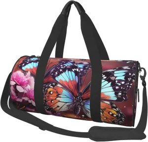Duffel Bag for Men Women Small Gym Bag Colorful Butterflies Travel Duffel Bag Waterproof Overnight Bag for Sports Workout