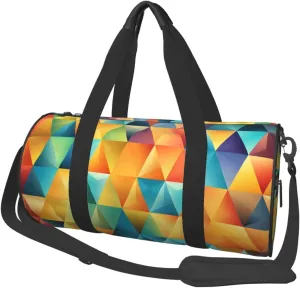 Duffel Bag for Men Women Small Gym Bag Colorful Triangle Travel Duffel Bag Waterproof Overnight Bag for Sports Workout