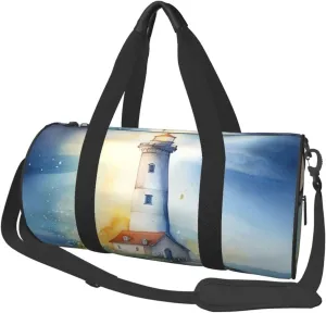 Duffel Bag for Men Women Small Gym Bag Lighthouse Fantasy Light Travel Duffel Bag Waterproof Overnight Bag for Sports Workout