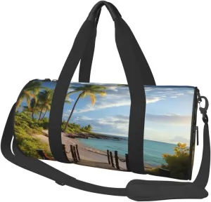 Duffel Bag for Men Women Small Gym Bag Palm Trees Beach Sea Ocean Travel Duffel Bag Waterproof Overnight Bag for Sports Workout