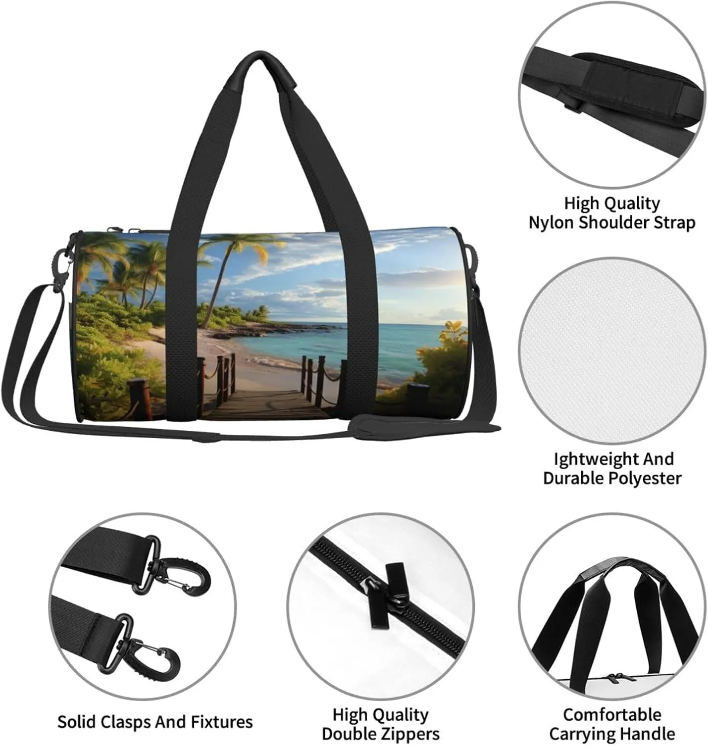 Duffel Bag for Men Women Small Gym Bag Palm Trees Beach Sea Ocean Travel Duffel Bag Waterproof Overnight Bag for Sports Workout
