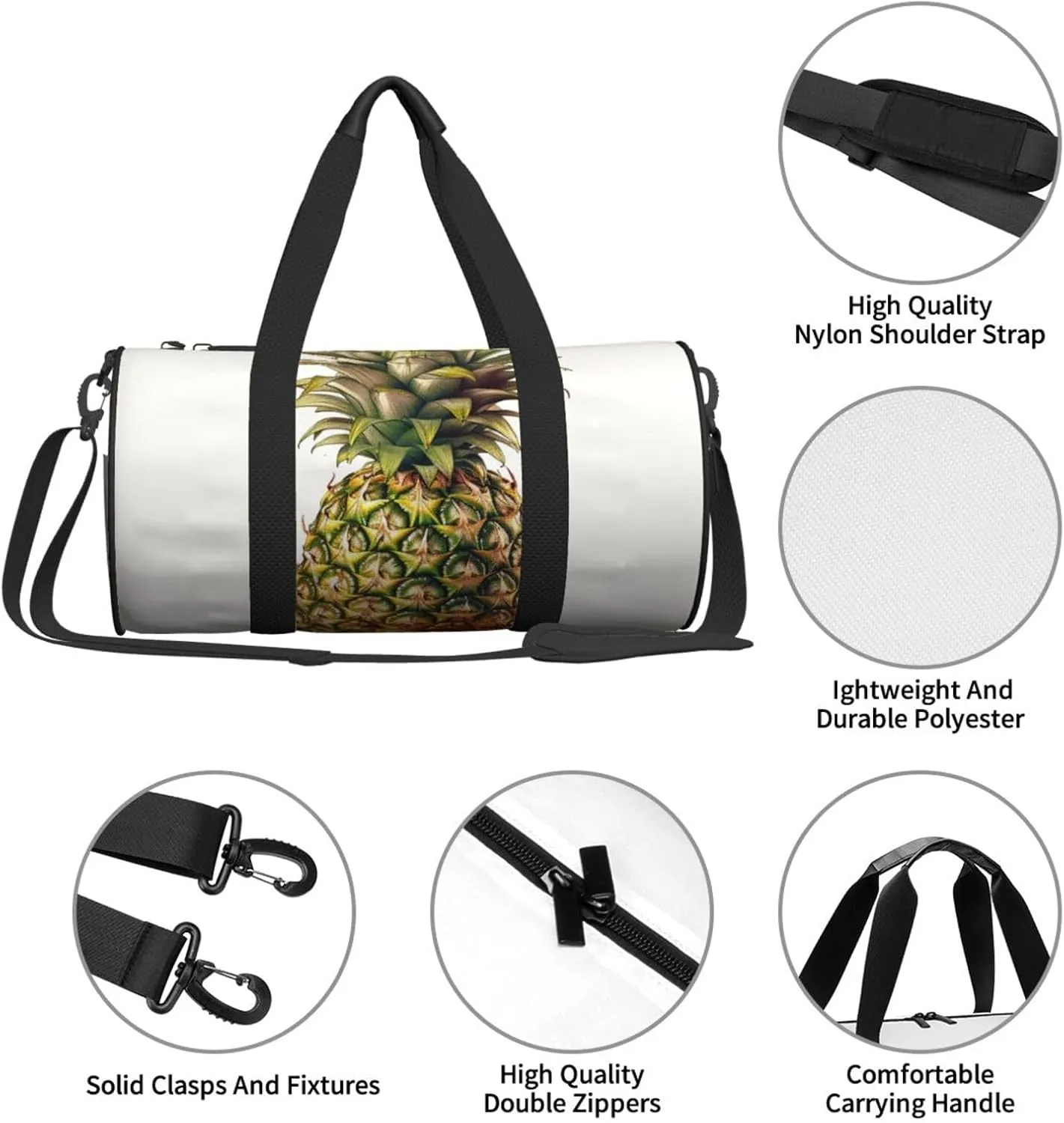 Duffel Bag for Men Women Small Gym Bag Pineapple Travel Duffel Bag Waterproof Overnight Bag for Sports Workout