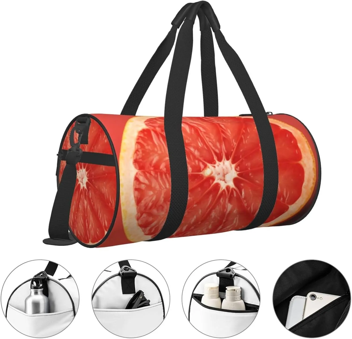Duffel Bag for Men Women Small Gym Bag Pink ripe Grapefruit Slice Travel Duffel Bag Waterproof Overnight Bag for Sports Workout