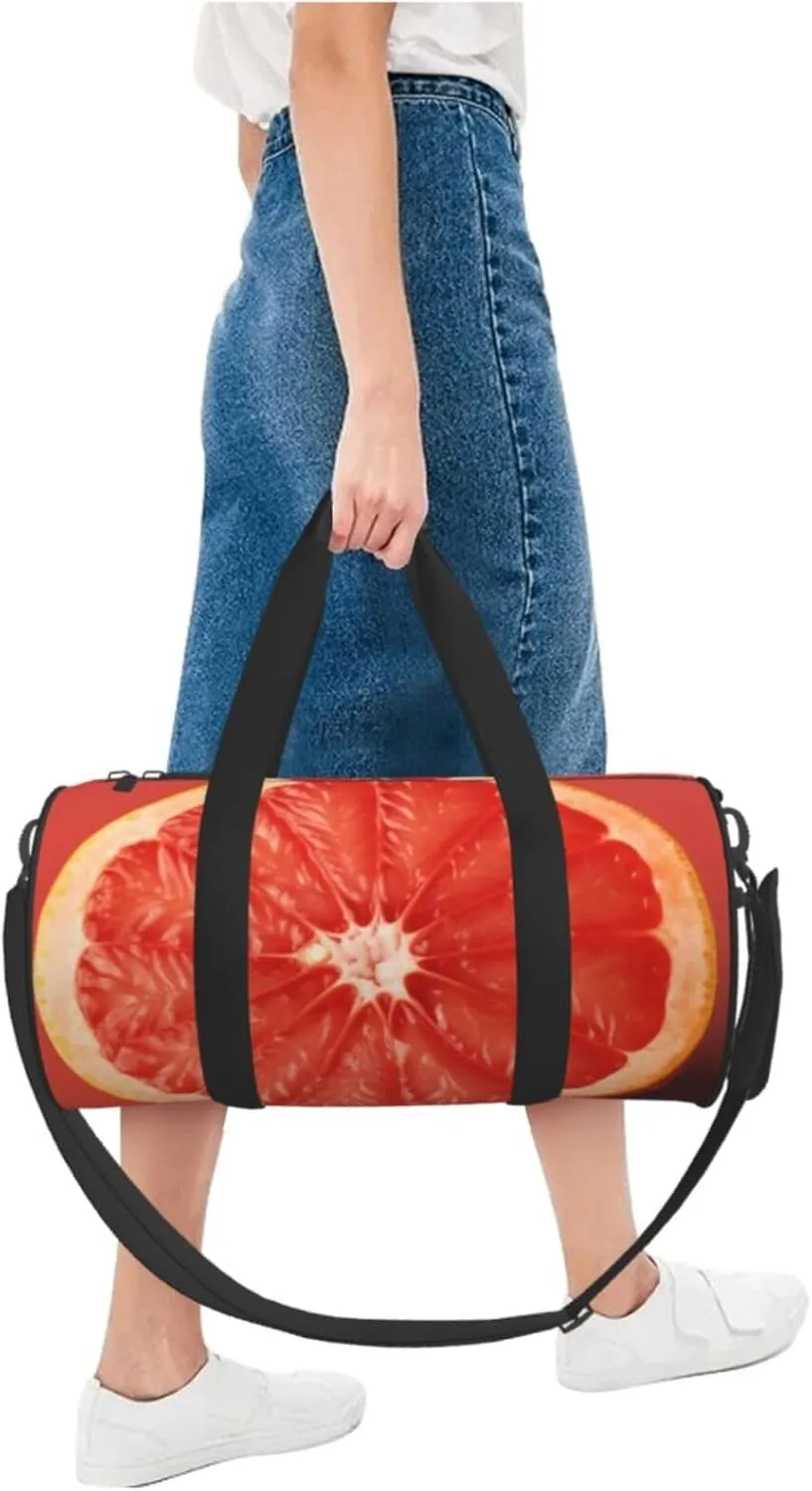 Duffel Bag for Men Women Small Gym Bag Pink ripe Grapefruit Slice Travel Duffel Bag Waterproof Overnight Bag for Sports Workout