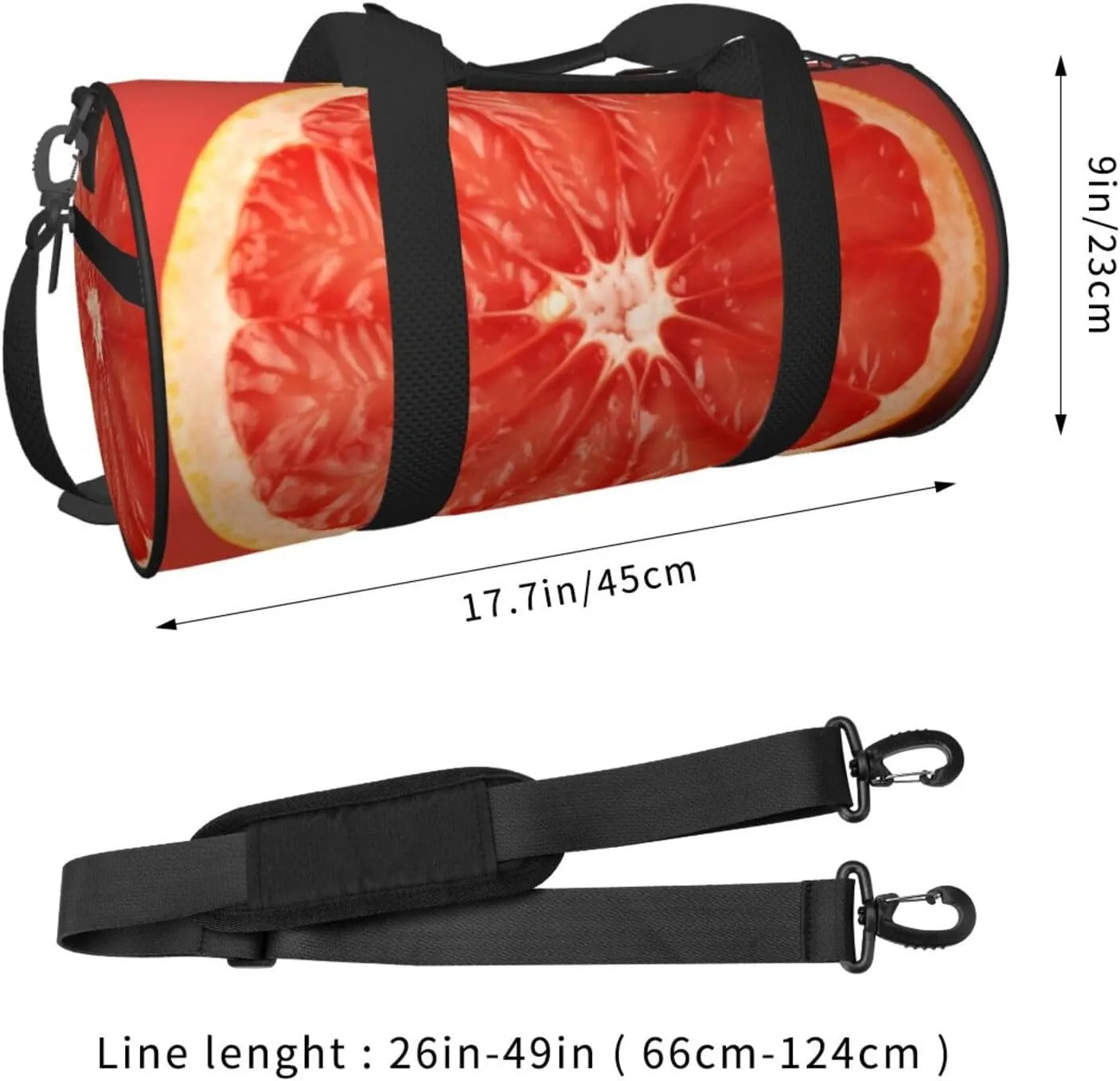 Duffel Bag for Men Women Small Gym Bag Pink ripe Grapefruit Slice Travel Duffel Bag Waterproof Overnight Bag for Sports Workout