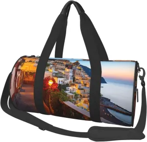 Duffel Bag for Men Women Small Gym Bag Positano Seaside Sunset Travel Duffel Bag Waterproof Overnight Bag for Sports Workout