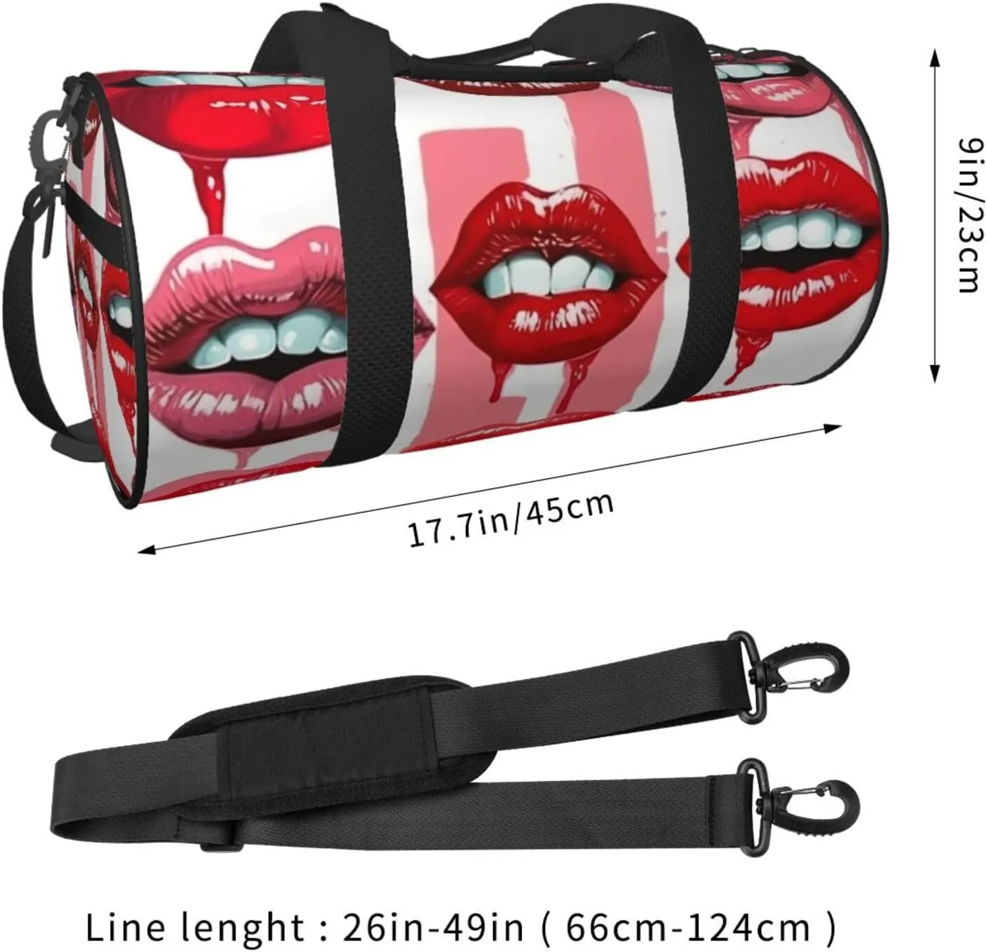Duffel Bag for Men Women Small Gym Bag Red Lips Collection Travel Duffel Bag Waterproof Overnight Bag for Sports Workout